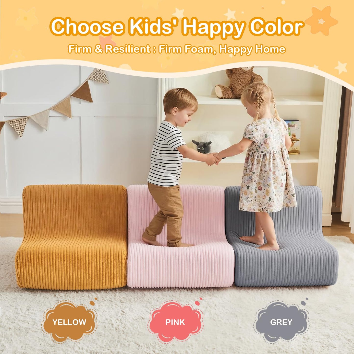 DAICO Kids Bean Bag Chair, Ultra-Soft Toddler Bean Bag Sofa with Foam, Small Toddler Comfy Lazy Lounger Floor Chairs with Handle for Playroom or Bedroom - Birthday for Boys and Girls