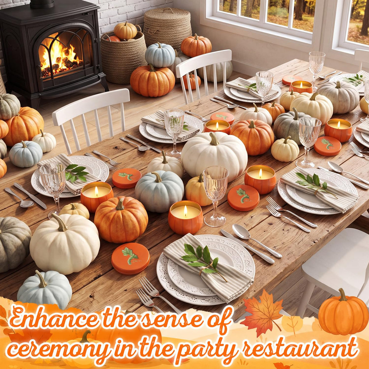 Yungyan 6 Pcs Pumpkin Metal Cookie Candle Tins with Lids 8 oz