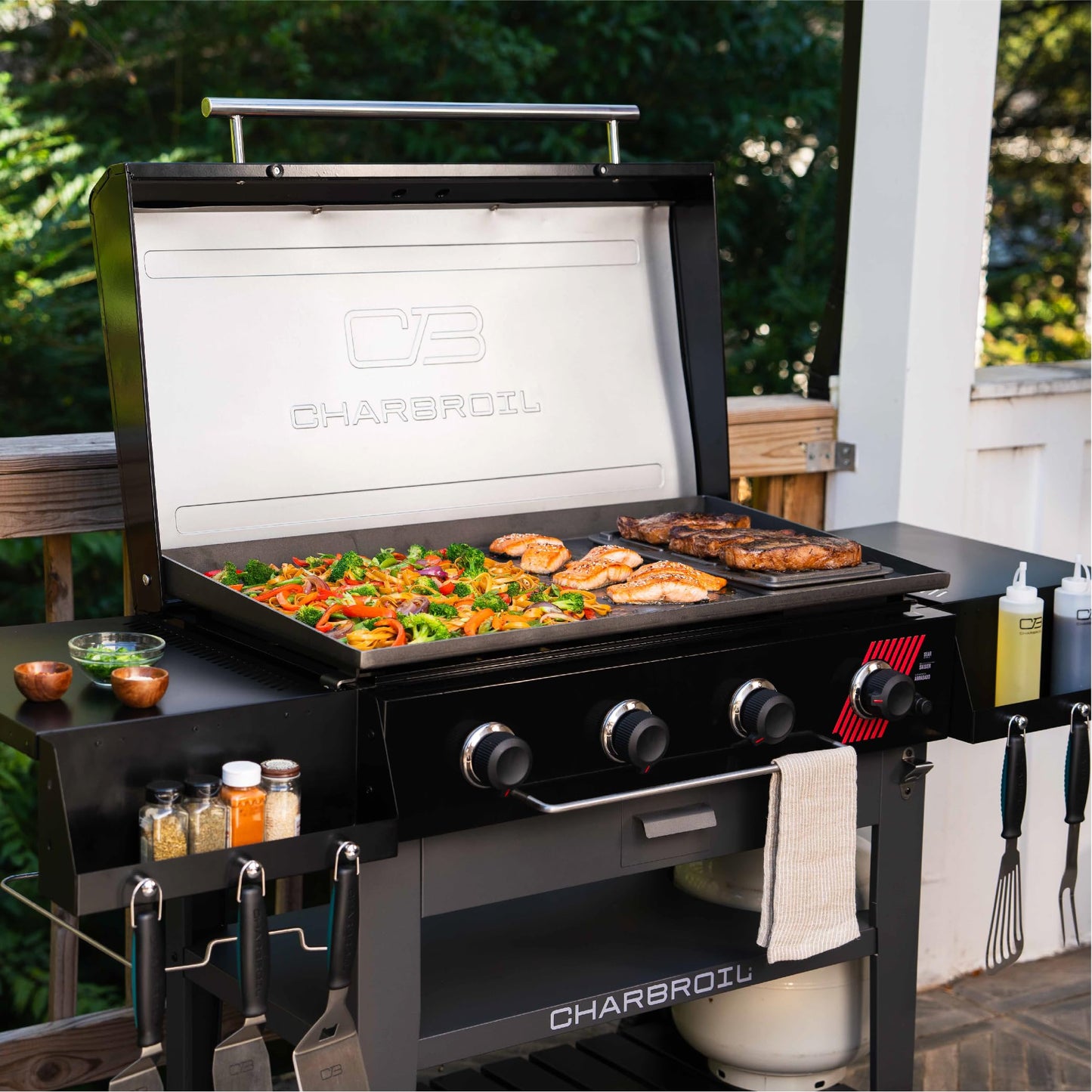 Charbroil 36" Performance Series Deluxe Propane Gas Griddle with Cart 4 Burner Flat Top Grill, Black - 463285924
