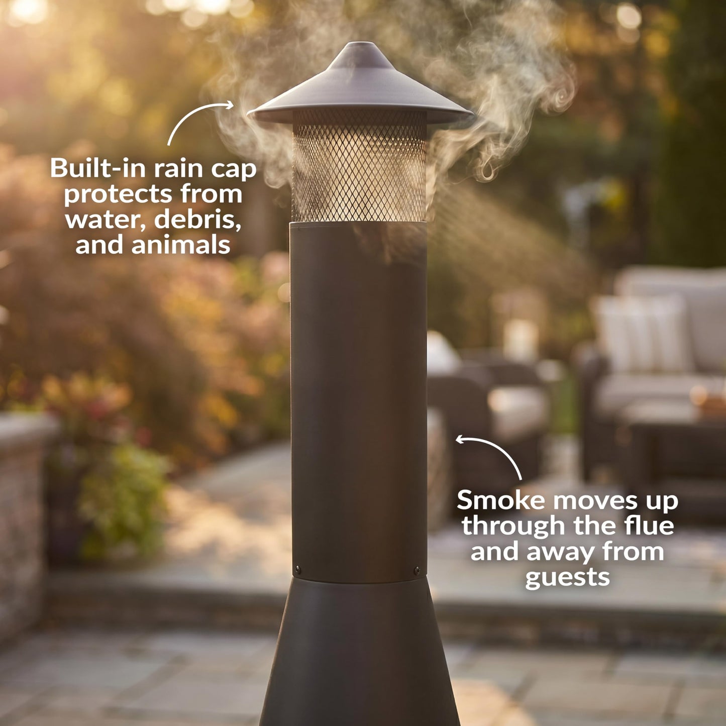 Sunnydaze 70" Large Chiminea Outdoor Fireplace, Wood Burning, Metal, Black