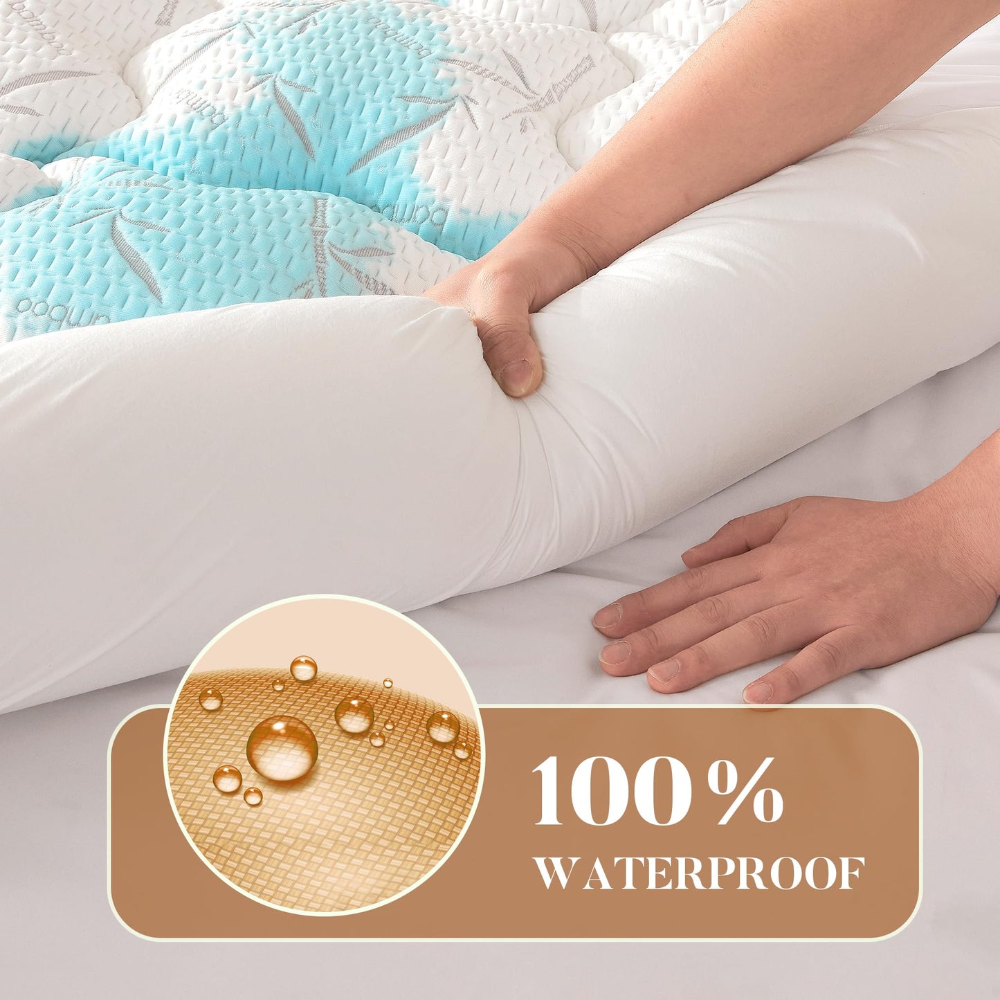 PRIMESOFT 100% Waterproof King Size Mattress Topper, Thick Pillow Top Mattress Pad，Up to 21 Inch Deep Pocket,Soft Breathable Mattress Pad for Back Pain, Protector Cover(White)