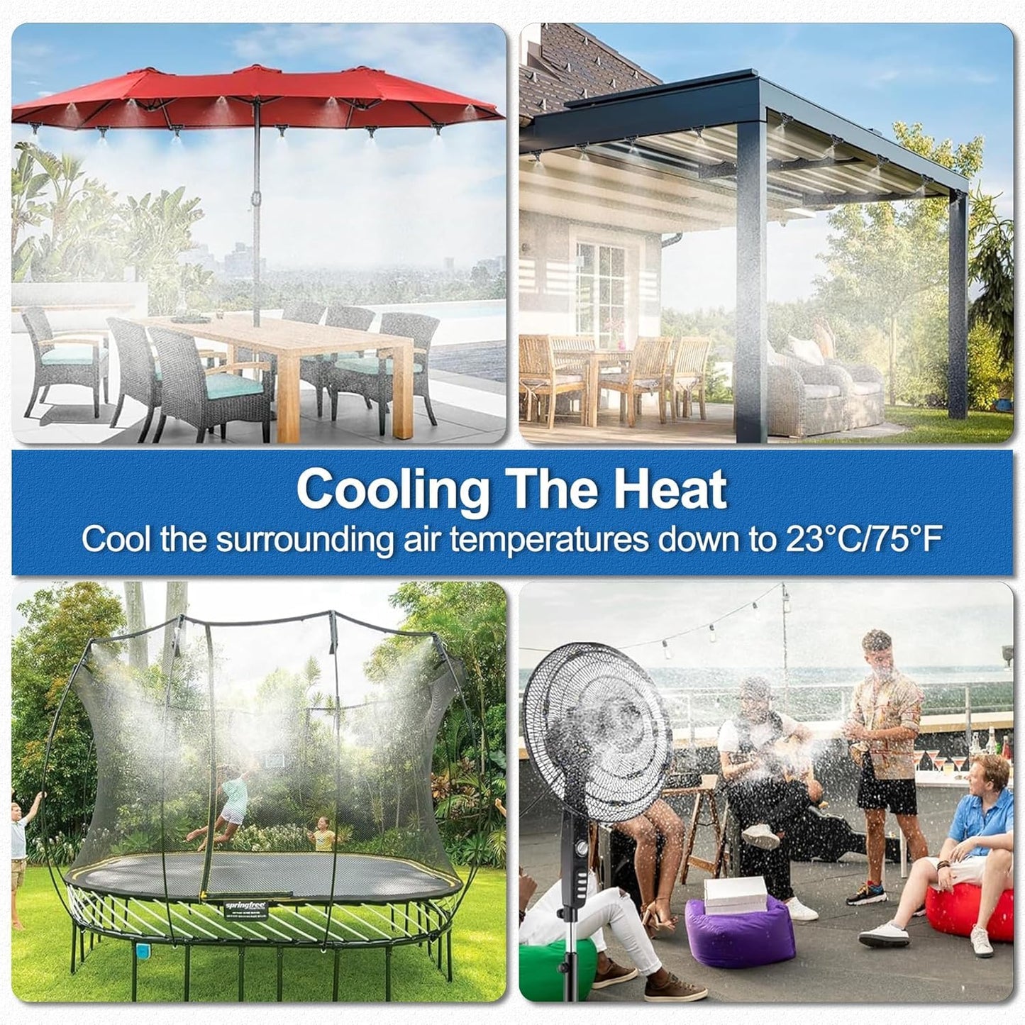 Misters for Outside Patio, 65FT|20M Outdoor Water Misting Cooling System.