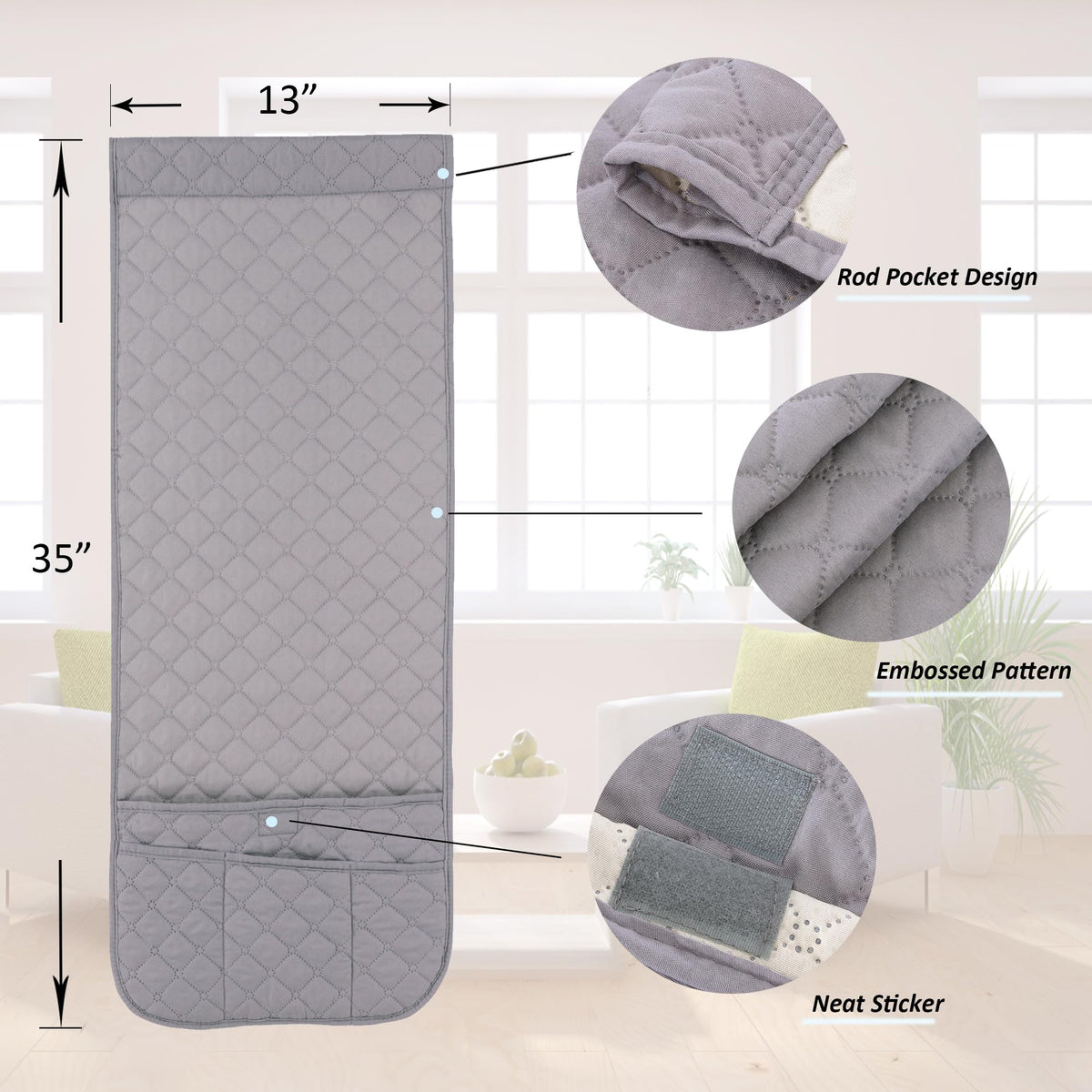 Armchair Caddy for Couch Remote Control Holder with 4 Pockets, Grey 1 Pack