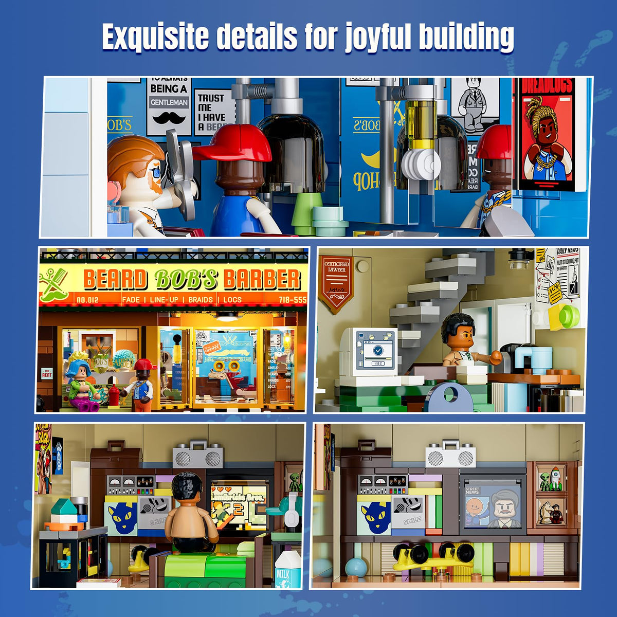 Lumibricks Barbershop Lighting Building Bricks Set, 2557 Pcs Modular Set