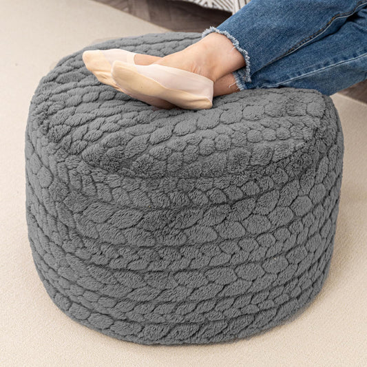 Round Pouf Ottoman 20 x 20 x 14 Inches Boho Poof Home Decor Floor Pouffe Ottoman Foot Rest for Couch Sofa Bean Bag Chairs Living Room Bedroom (Grey)