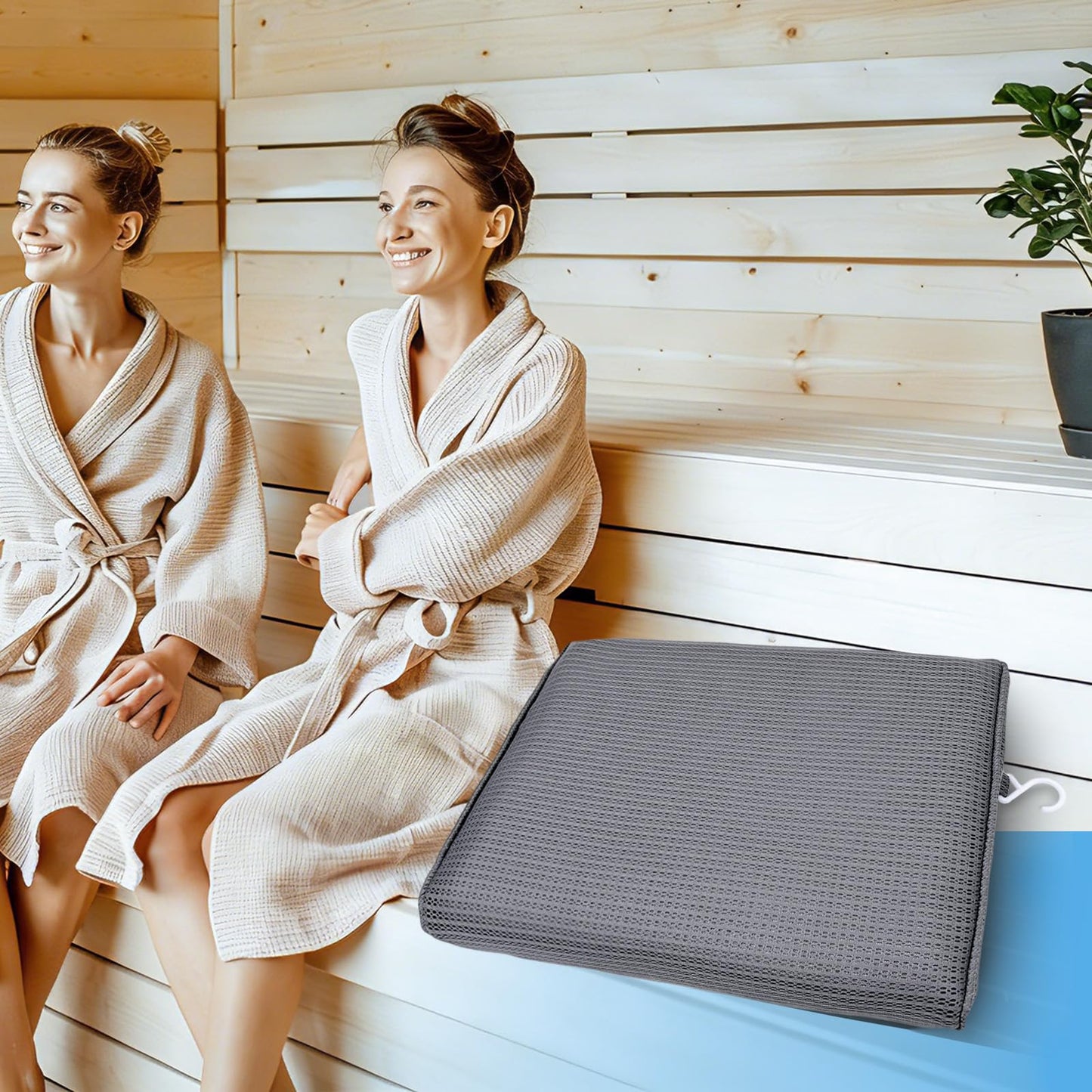 Newivi 2 Pack Sauna Seat Cushions, 2'' Waterproof High Resilience Seat Pad for Infrared Sauna, Shower Chair & Spa, Heat Mat Accessories (Gray)