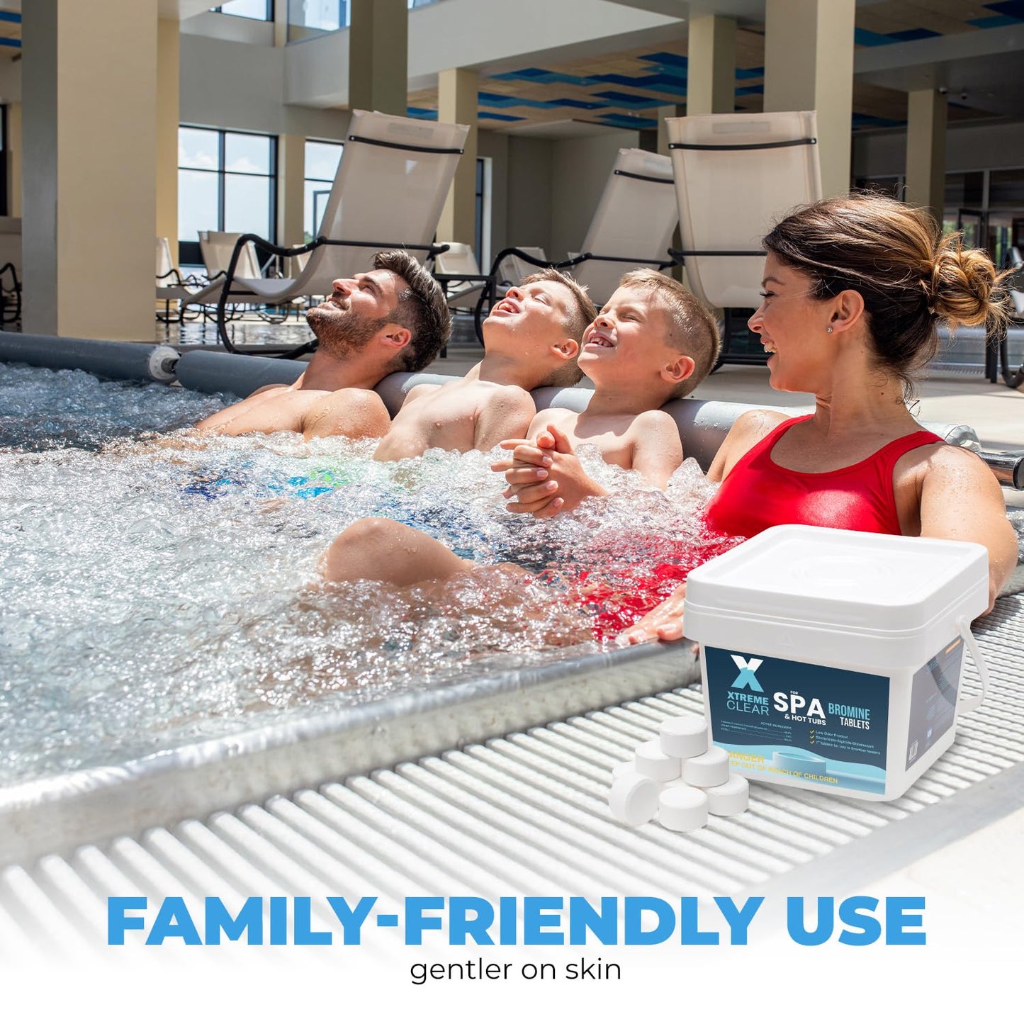 Xtremeclear 5 lbs Bromine Tablets for Spa & Hot Tub – 1-Inch Tablets, Restores Water Clarity, Low-Odor Sanitization Slow-Dissolving, Long-Lasting for Clean Water, 5-Pounds Bucket