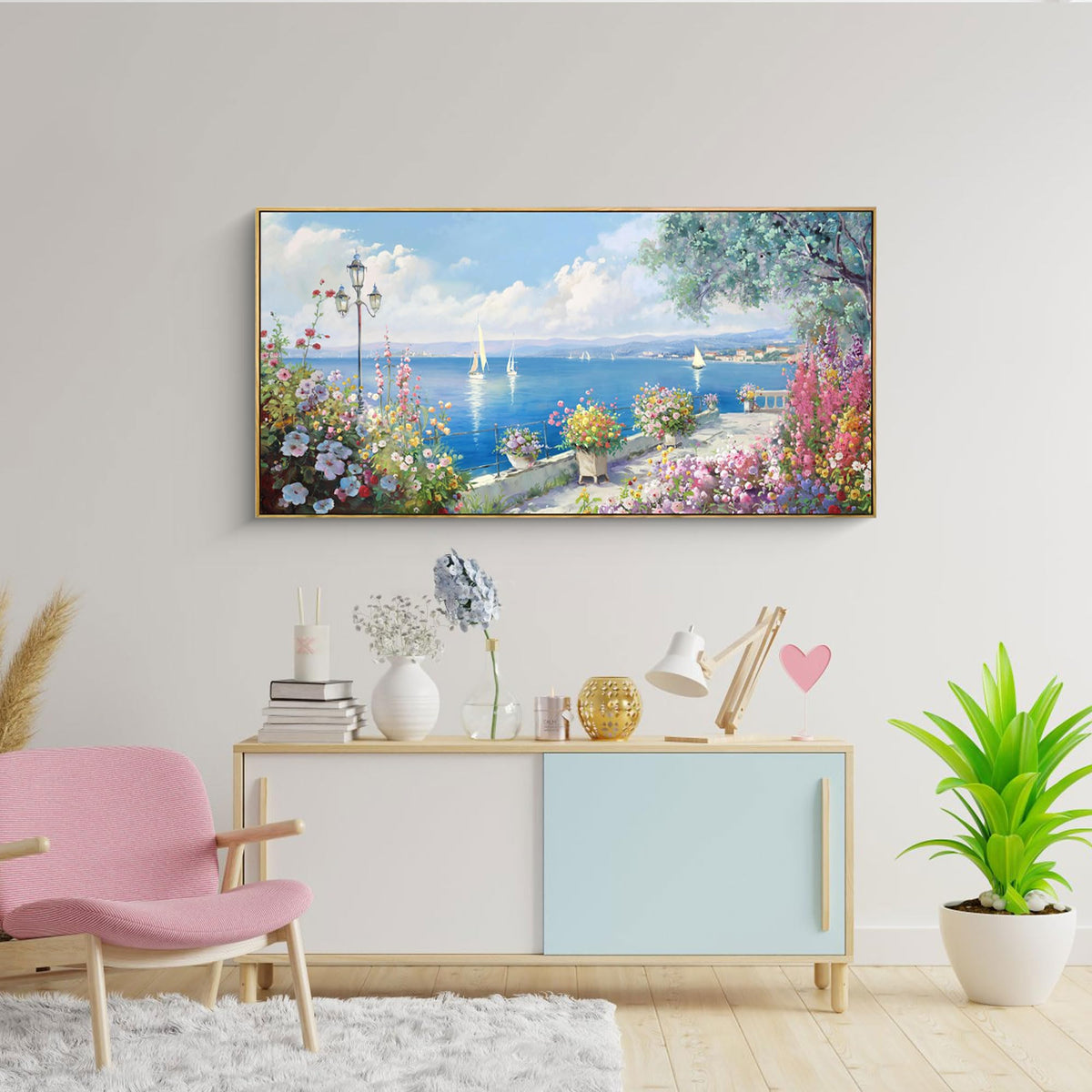XLSJERST Beach Wall Art Coastal Canvas Prints for Living Room 40x20 Inches