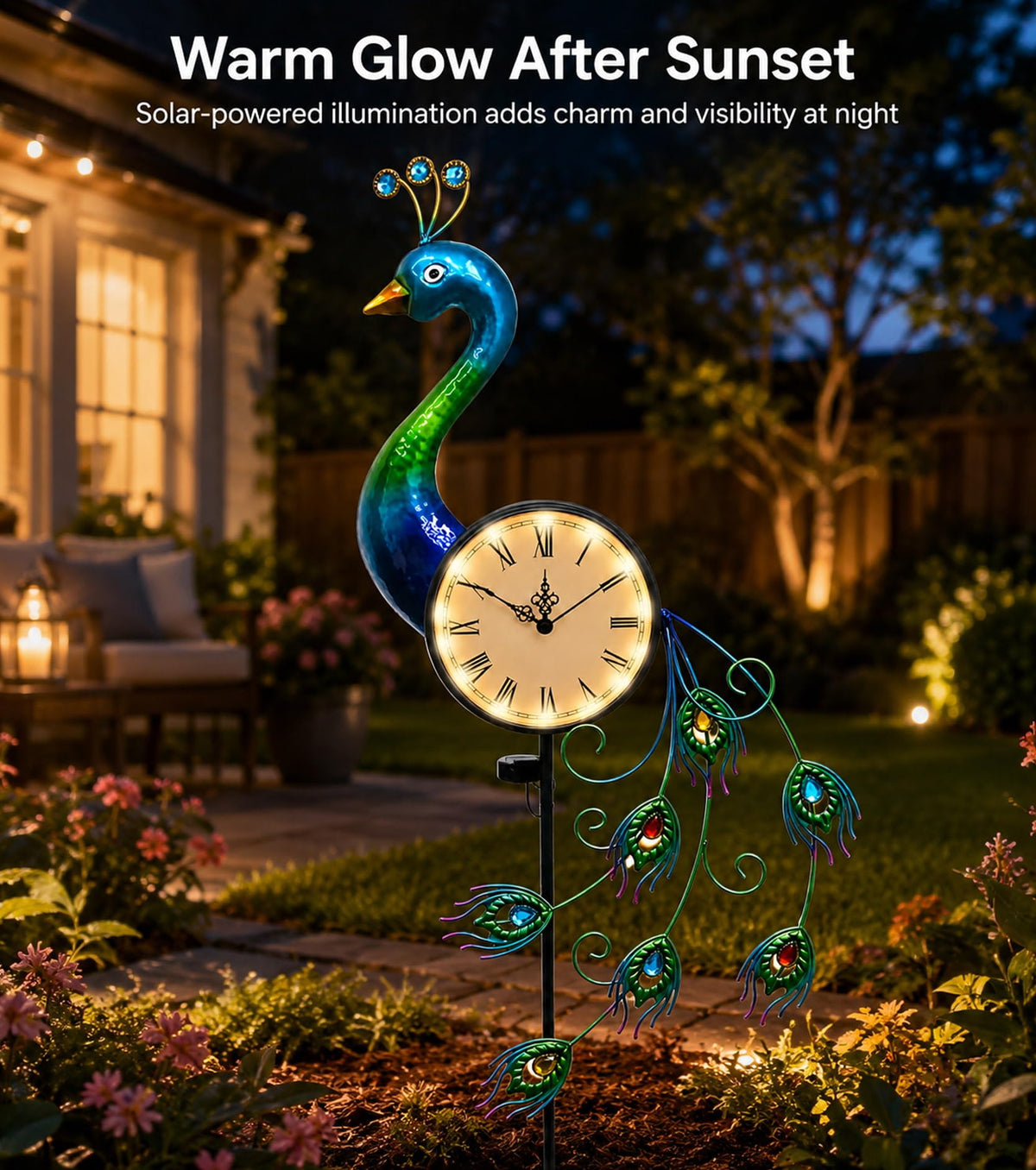 Twirleternity Outdoor Clock with Garden Stake and Illuminated Dial
