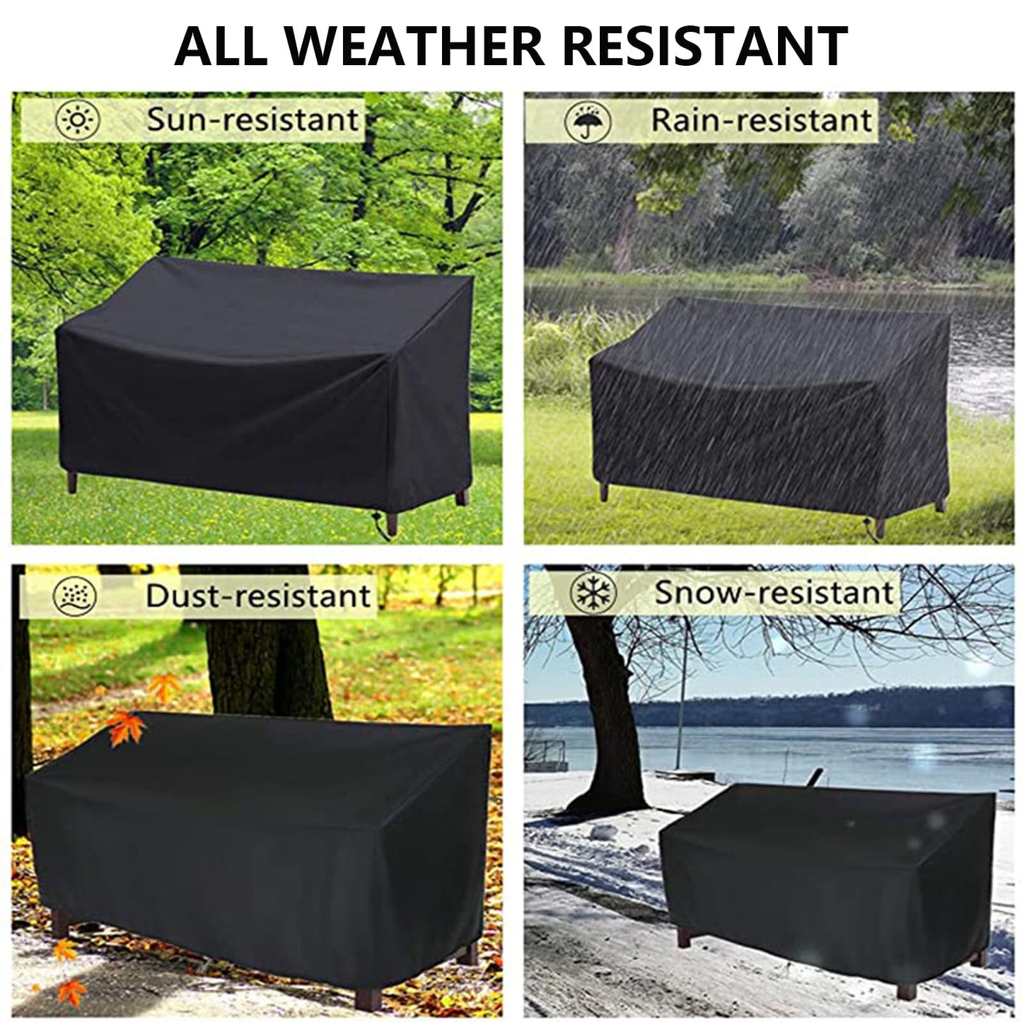 SXAOZYRS Outdoor Bench Cover Waterproof 2 Seater Patio Bench Cover Outdoor Patio Furniture Garden Sofa Chair Cover, Fit for 2-Seater Seating Metal & Hardwood Patio Garden Bench, 53L x 26W x 35H inche