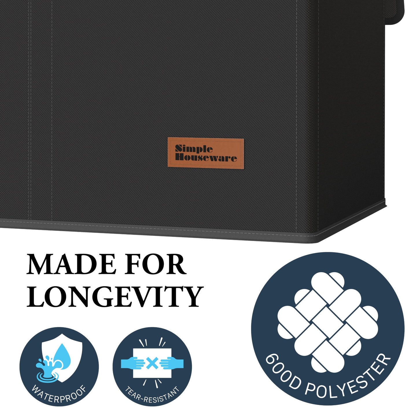 Simple Houseware Double Laundry Hamper with Lid & Removable Bags, Black