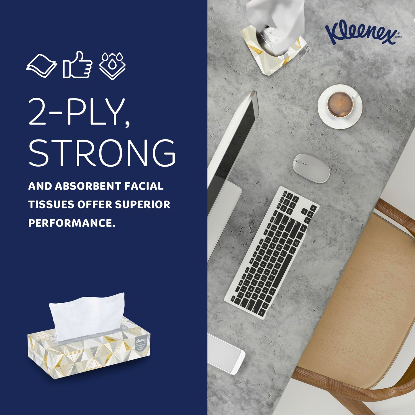 Kleenex Professional Facial Tissue, Bulk, 12 Boxes x 125 Tissues (03076)