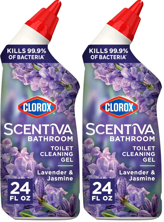 Clorox Scentiva Bathroom Toilet Cleaning Gel, Lavender and Jasmine, 24 Fluid Ounces (Pack of 2)