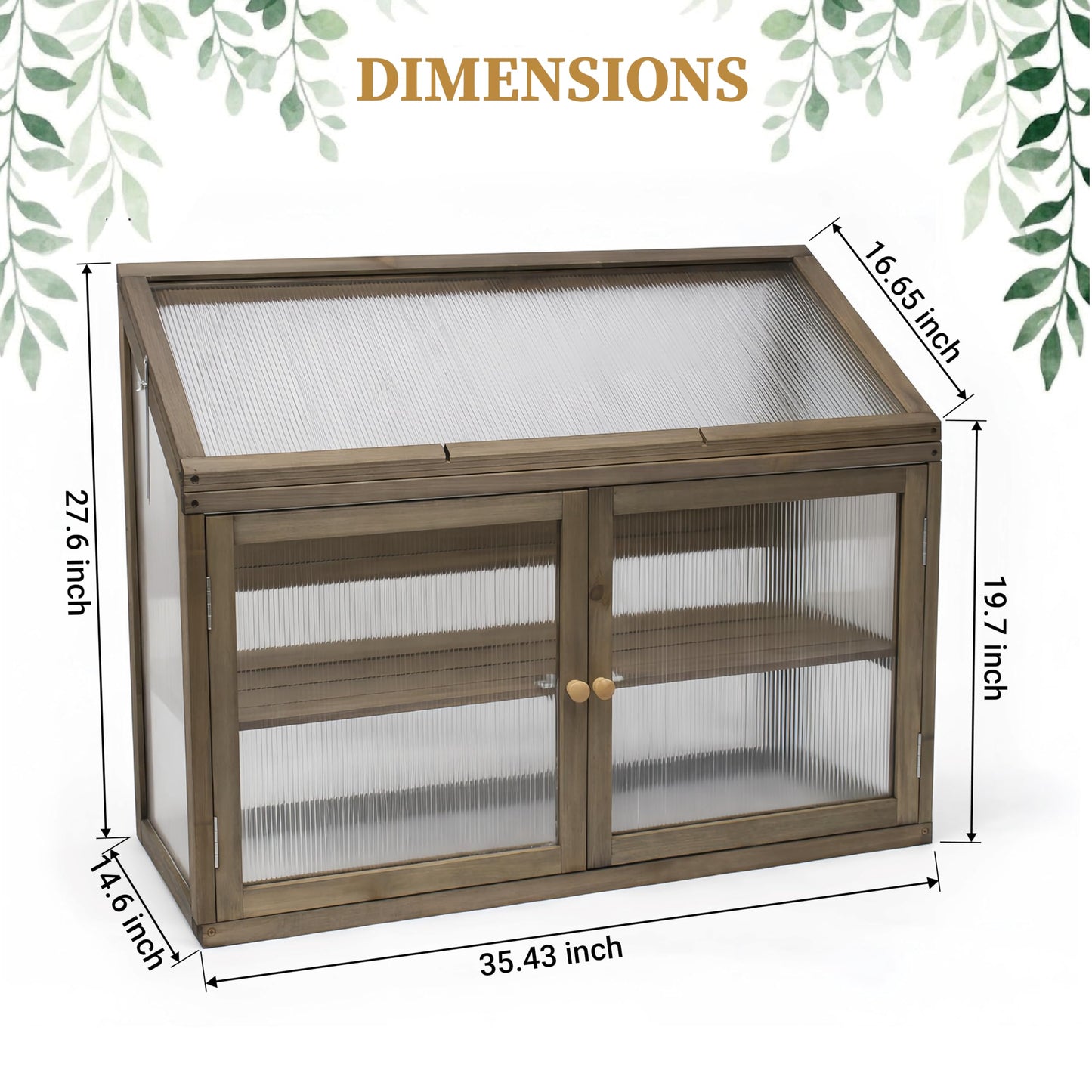 Beipoo 2-Tier Wooden Greenhouse with Adjustable Vent & Shelf, Outdoor Raised Planter Box with Enhanced Drainage, Solid Fir Wood Cold Frame for Patio and Garden