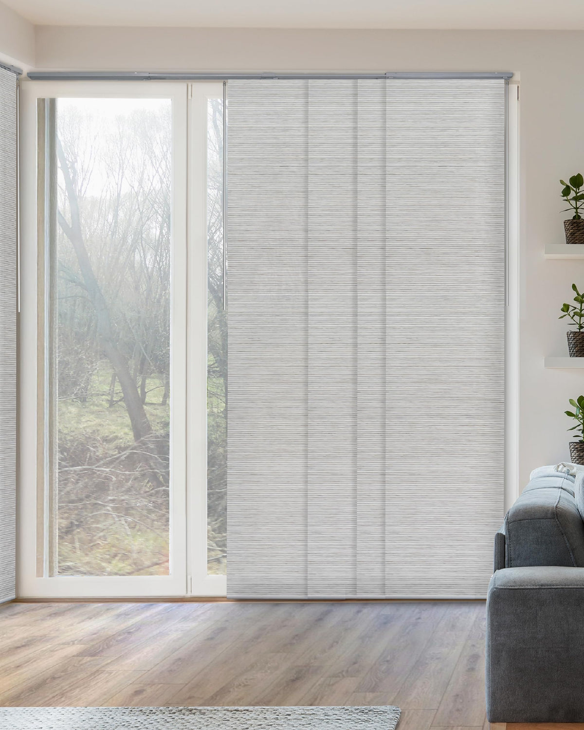 GoDear Design Natural Woven Light Filtering Panel Track Blinds, Marble