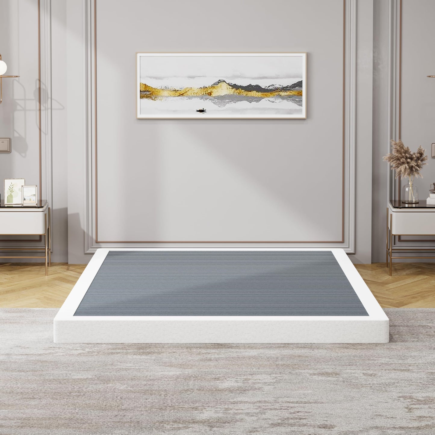 Snaye Low Profile King Box Spring 3 Inch, 3000lbs Heavy Duty Box Spring King Size Bed Base Metal Mattress Foundation, Easy Assembly, Noise Free