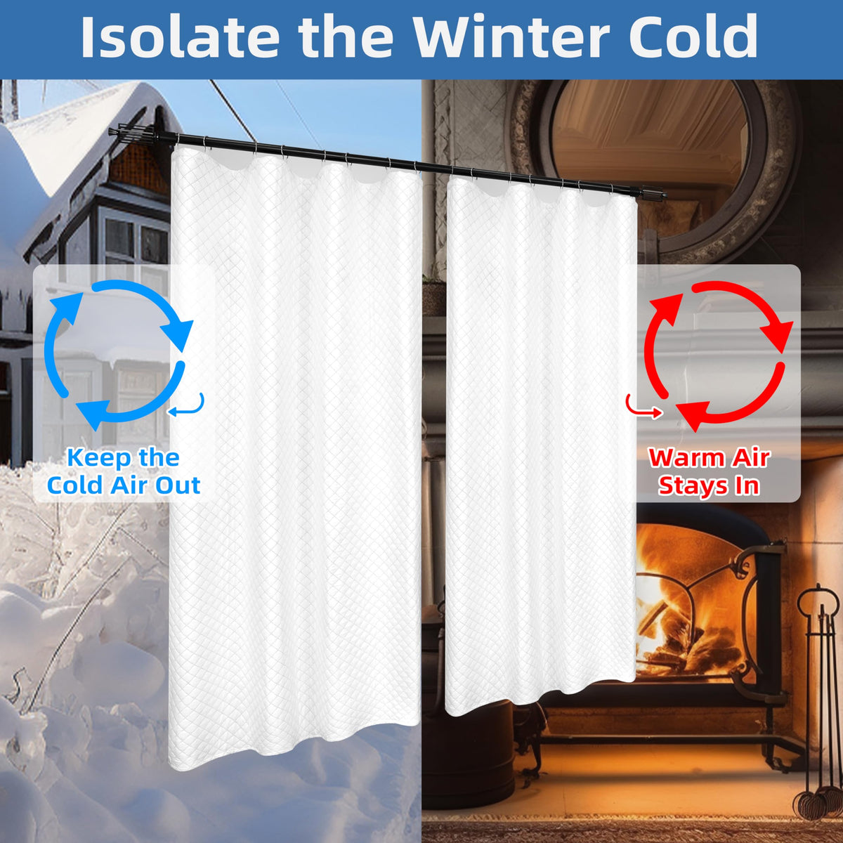 DriftAway Soundproof Thermal Insulated Quilted Curtain Liners for Bedroom Sound Barrier Blackout Cold Heat Noise Reducing Energy Saving 50 Inches by 80 Inches Grayish White Two Panels