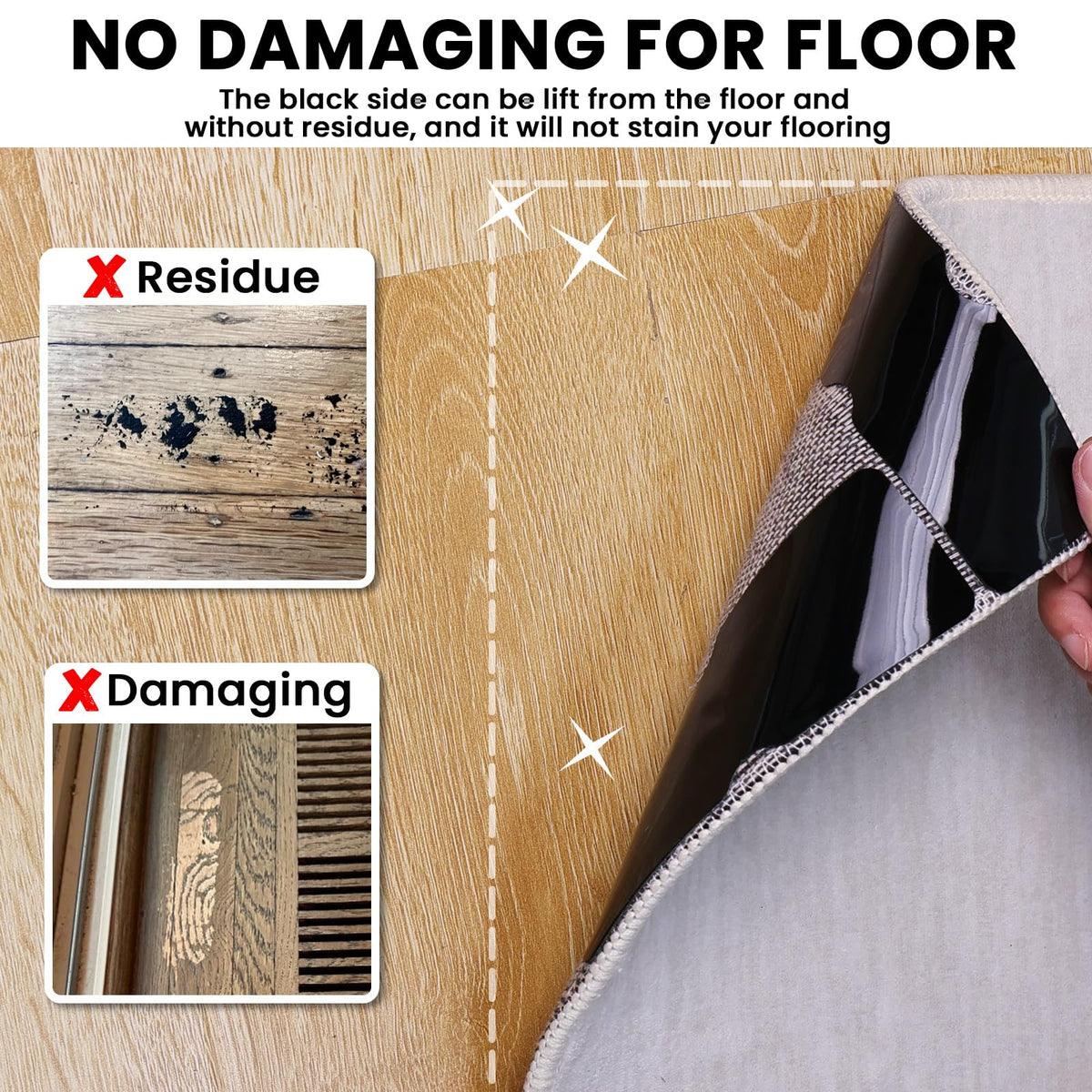 Reusable Rug Tape Grippers,Carpet Tape No Damaging for Hardwood Floors 12Pc