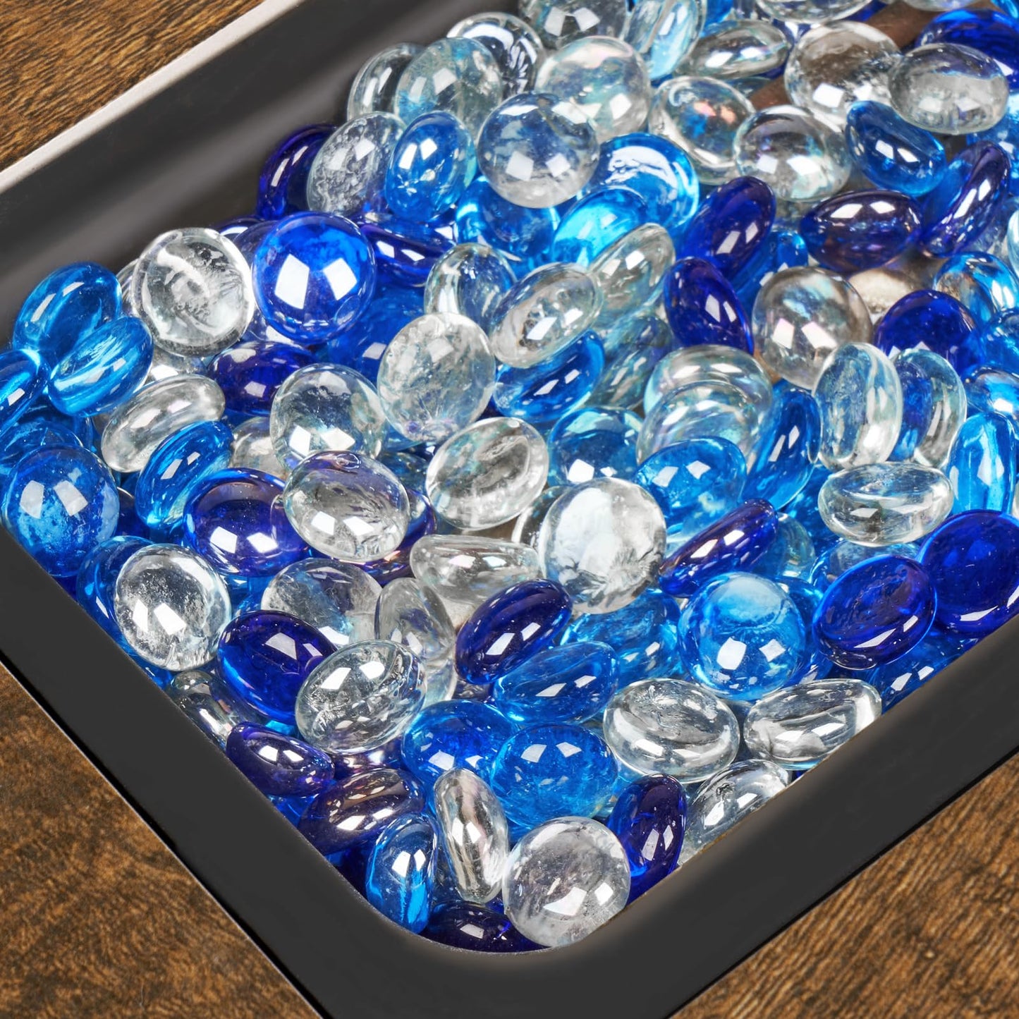 GASPRO 10 lbs Fire Pit Glass for Propane Fire Pit, 3/4 Inch Fire Glass Beads for Fireplace Fire Pit Table, Glass Rocks for Landscaping- Mixed Colors
