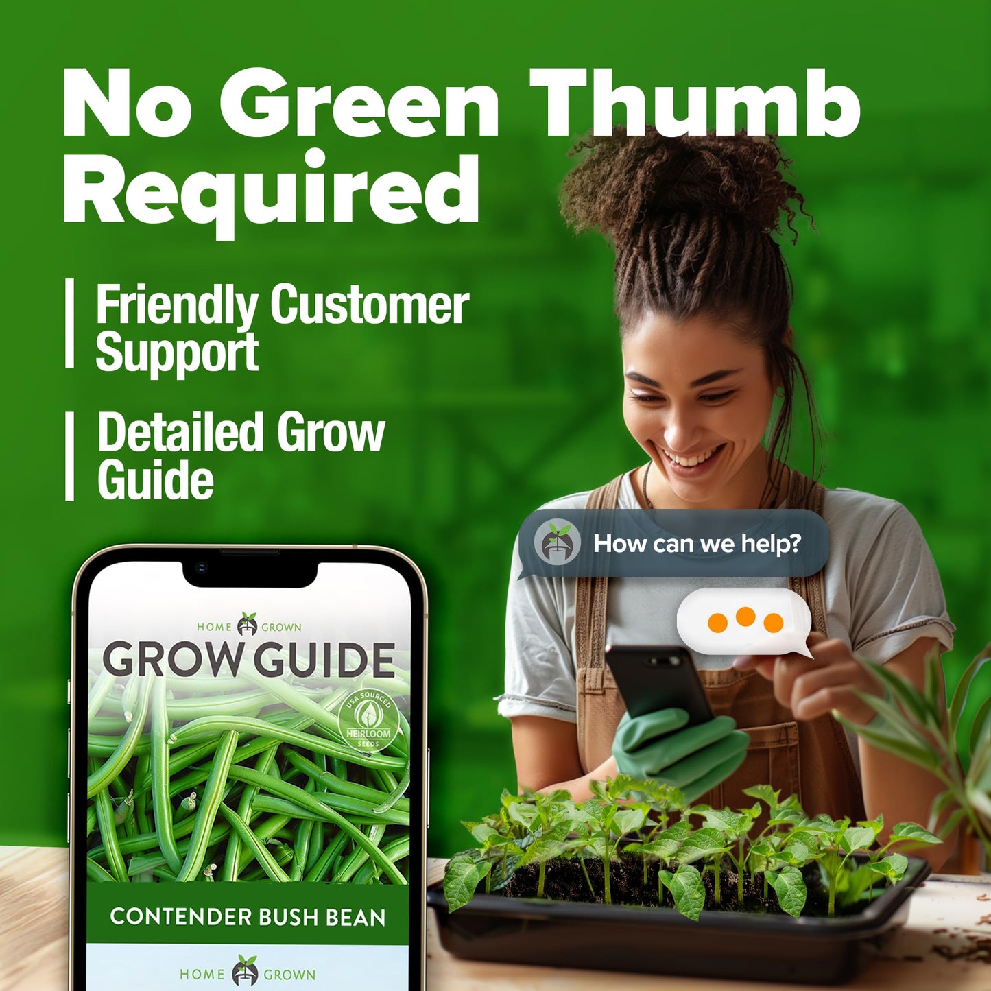 HOME GROWN Contender Bush Bean Seeds 28+ Heirloom Non-GMO, High Germination, Stringless Green Beans for Planting, Early Harvest, Emergency Food Supply, Fresh Eating & Canning (Phaseolus vulgaris)