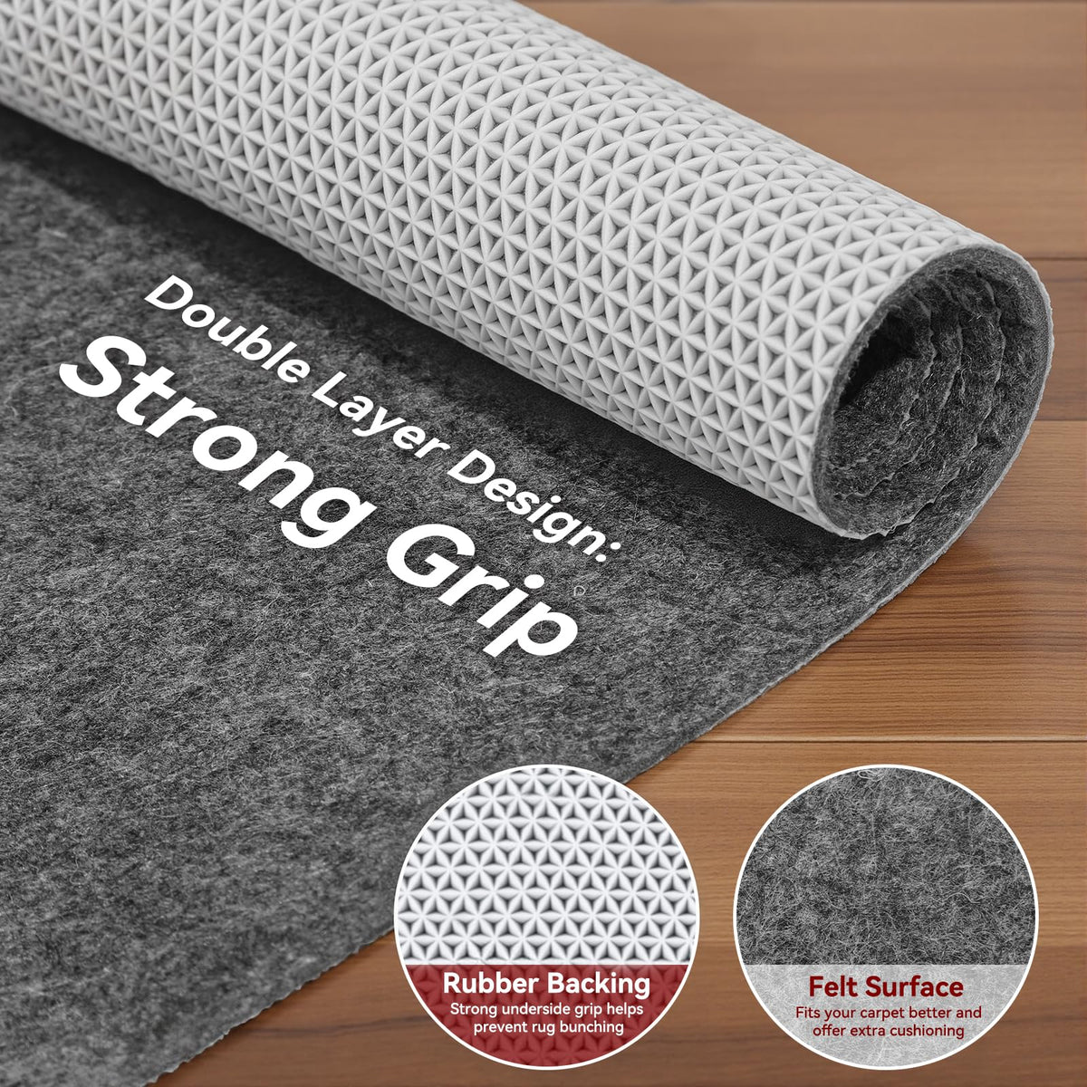 Songrey 8'x10' Non‑Slip Rug Pad, 1/8" Thick Cushioned
