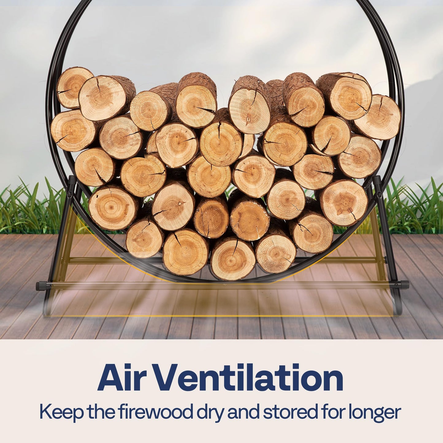 VIVOHOME 41 Inches Firewood Log Rack Hoop with Cover, Heavy Duty Solid Steel Fire Wood Storage Rack and Cover Set with Zipper, Round Log Holder Ring for Indoor Outdoor Patio Deck Porch