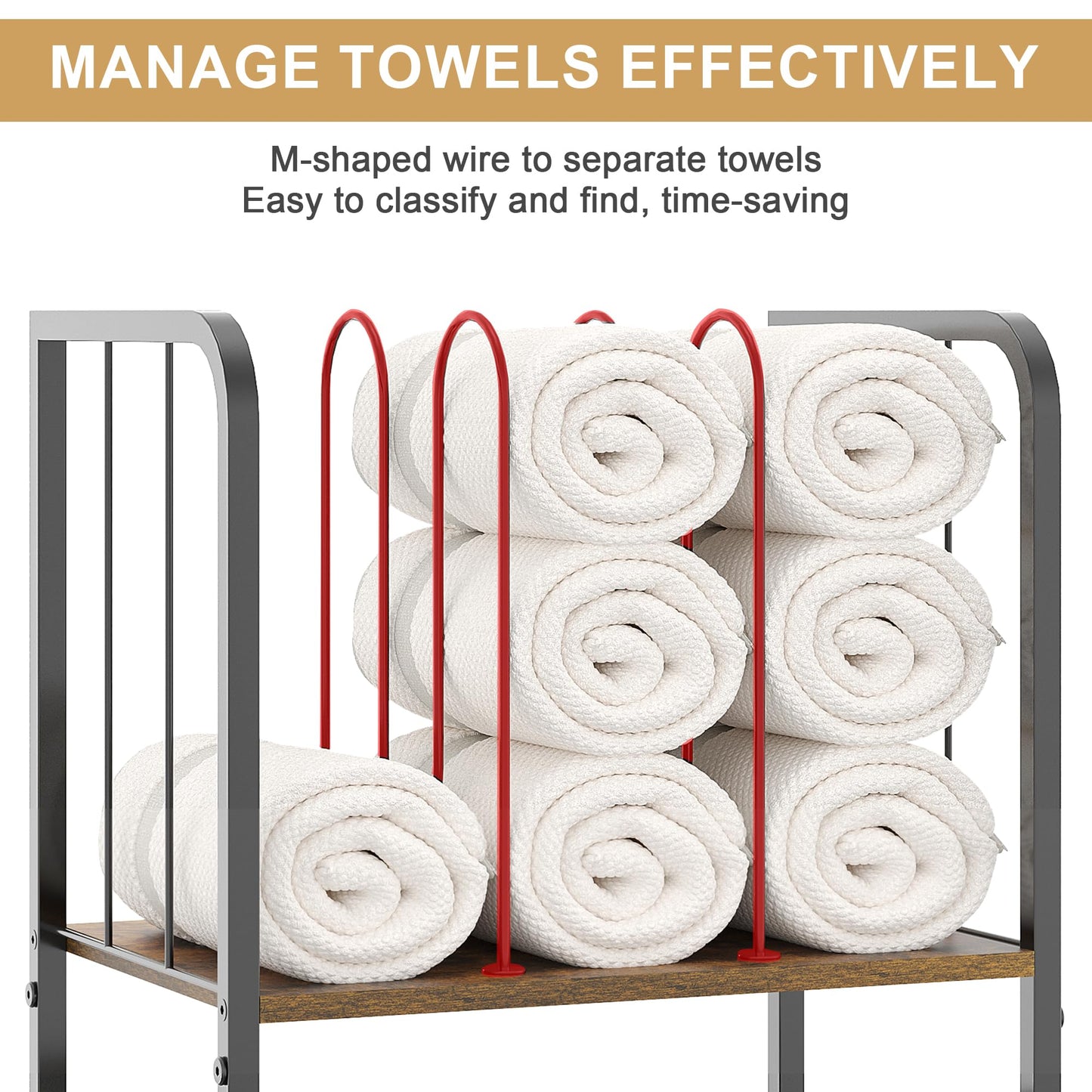 Towel Rack Free Standing 3-Tier M-Shaped Detachable Dividers, Durable Metal Towel Holder for Bathroom, Pool Towel Rack, Space-Saving Towel Storage Organizer, Modern Bath Towel Shelf Patent Pending