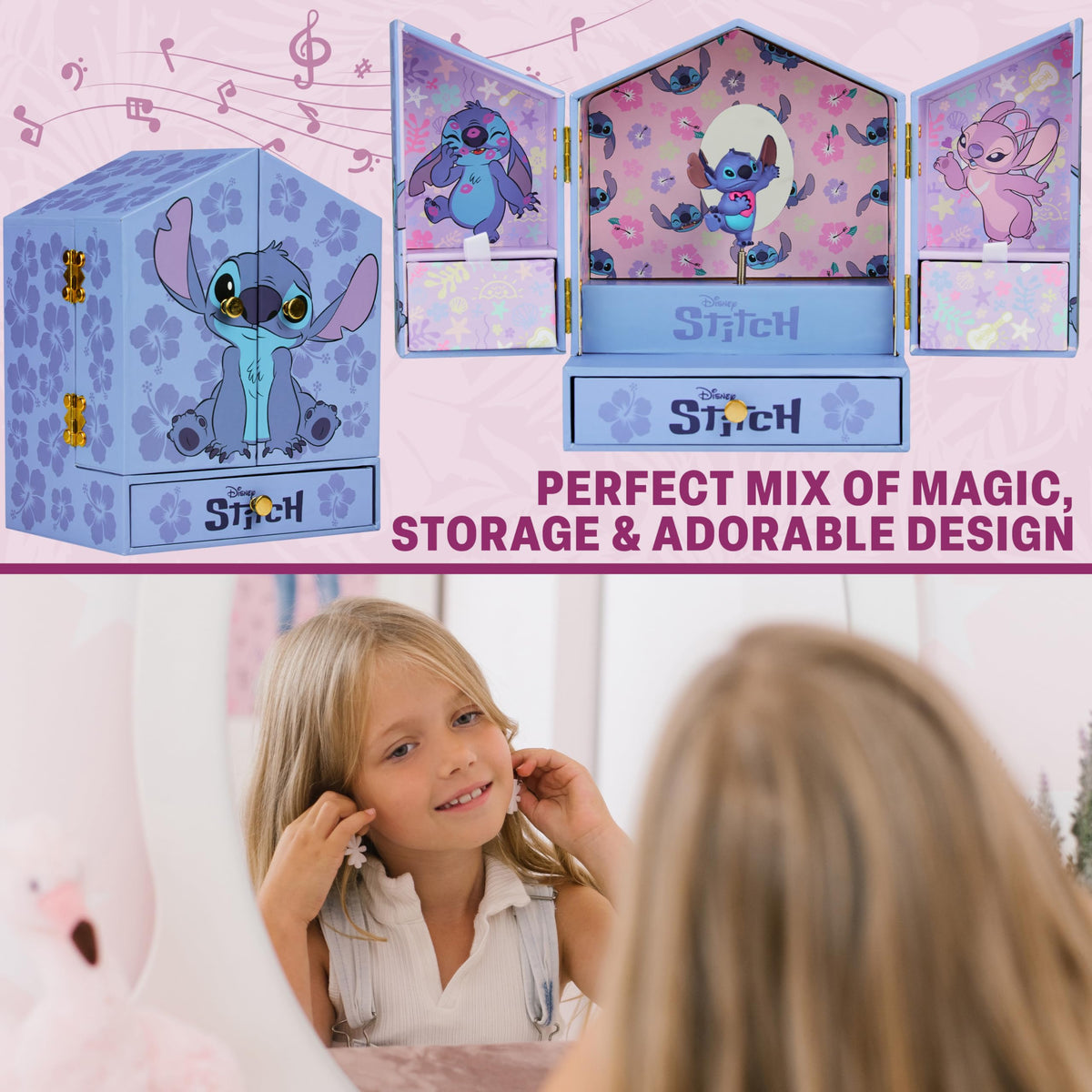 Get Trend Disney Stitch Musical Jewelry Box with Figurine for Girls, Teens
