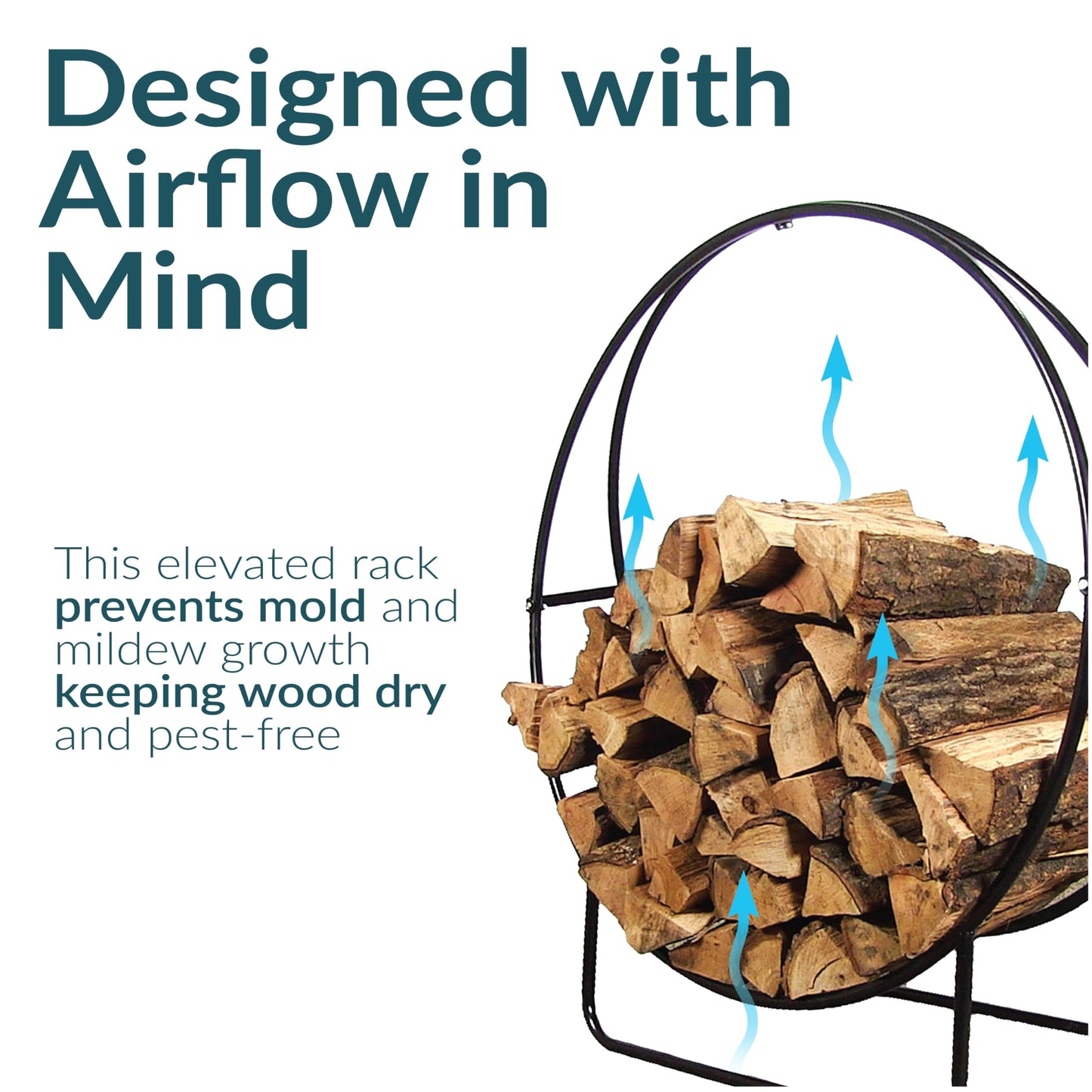 Sunnydaze Outdoor Firewood Rack, Heavy-Duty Steel, 48” Diameter
