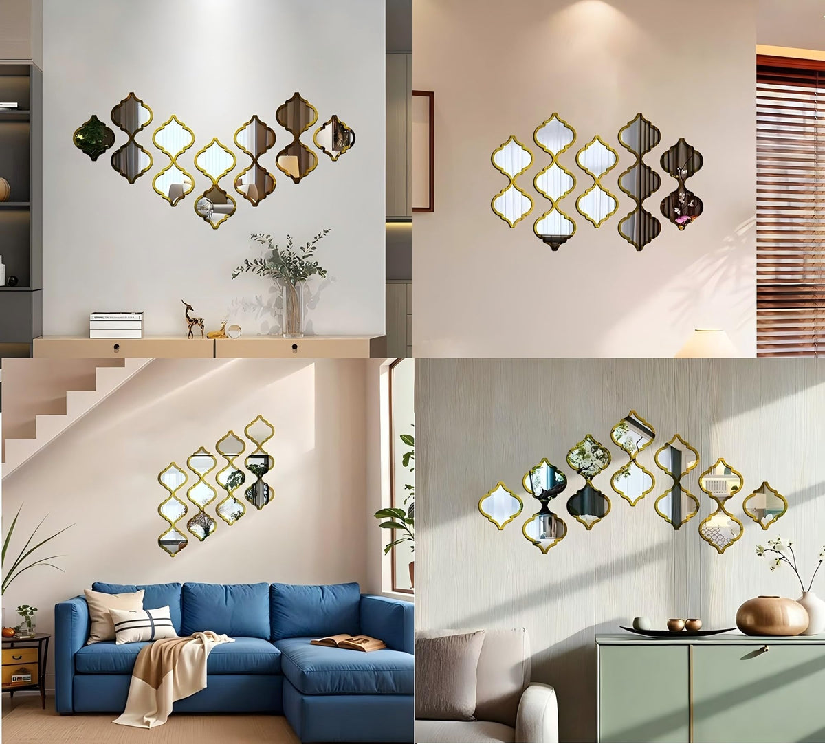 12Pcs Acrylic Mirrors for Wall Decor - Moroccan Wall Stickers Yellow