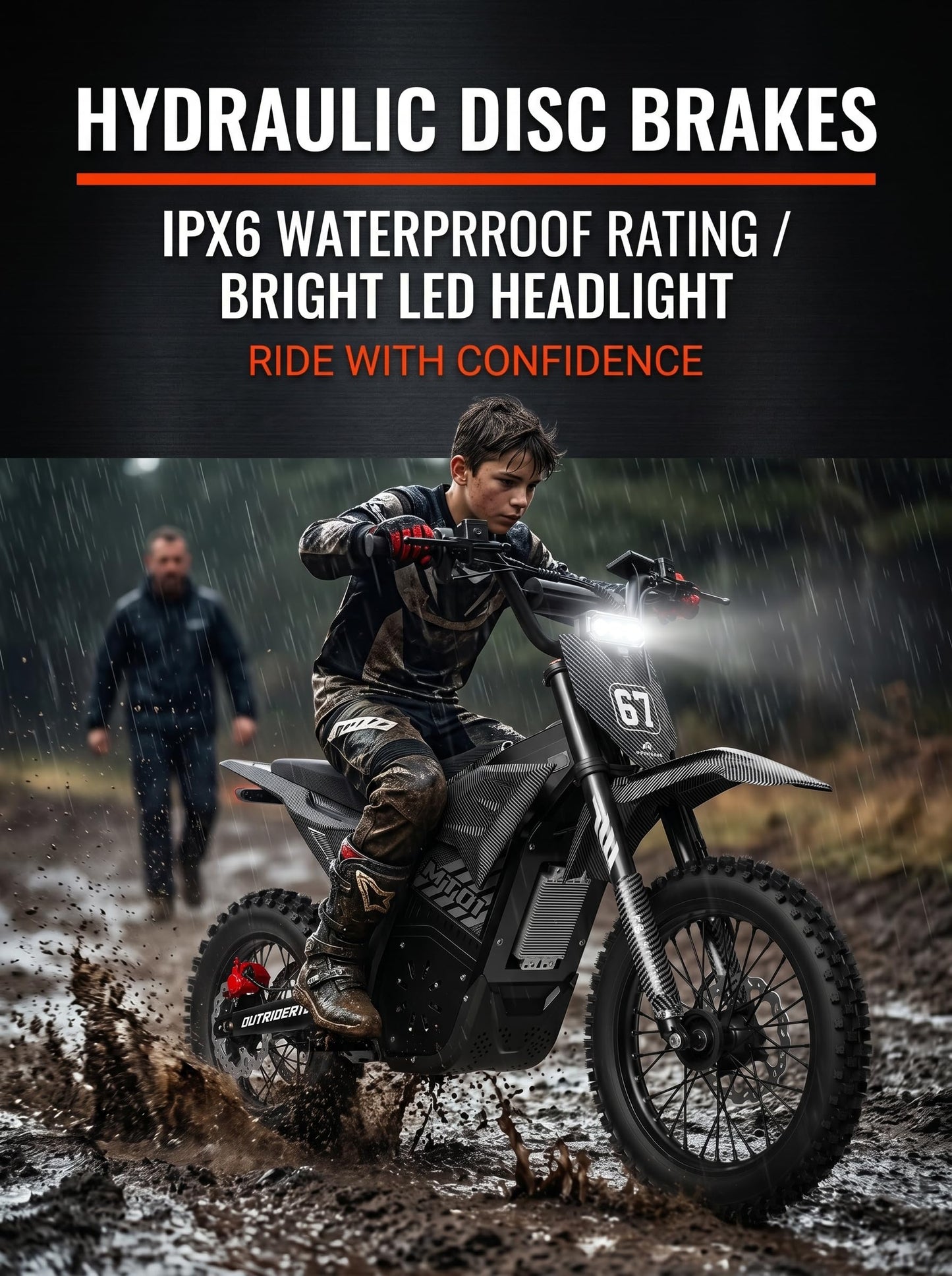 52V 28Ah Electric Dirt Bike for Adults & Teens — 5000W Peak Mid-Drive Motor, 330Nm Torque, Up to 50 MPH, Removable Battery 40-60 Miles, Hydraulic Brakes, IPX6 Waterproof, 150KG Max Load Off-Road Ebike