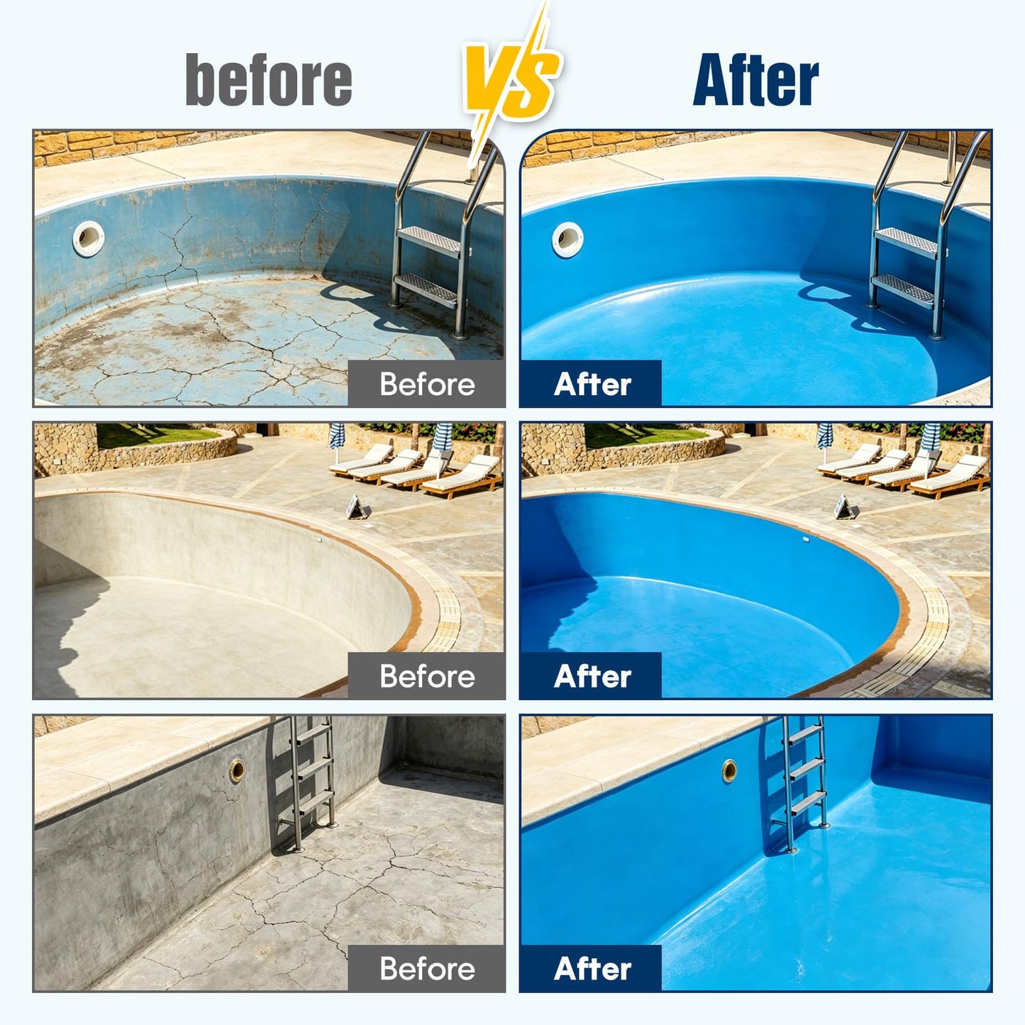 Pool Paint 1 Gallon Bikini Blue Swimming Pool Paint Acrylic Pool Paint Pool Coating for Swimming Pools, Concrete, Cement, Rough Plaster, Gunite, Sandblasted Pools,Excellent Stain,Abrasion,Resistance