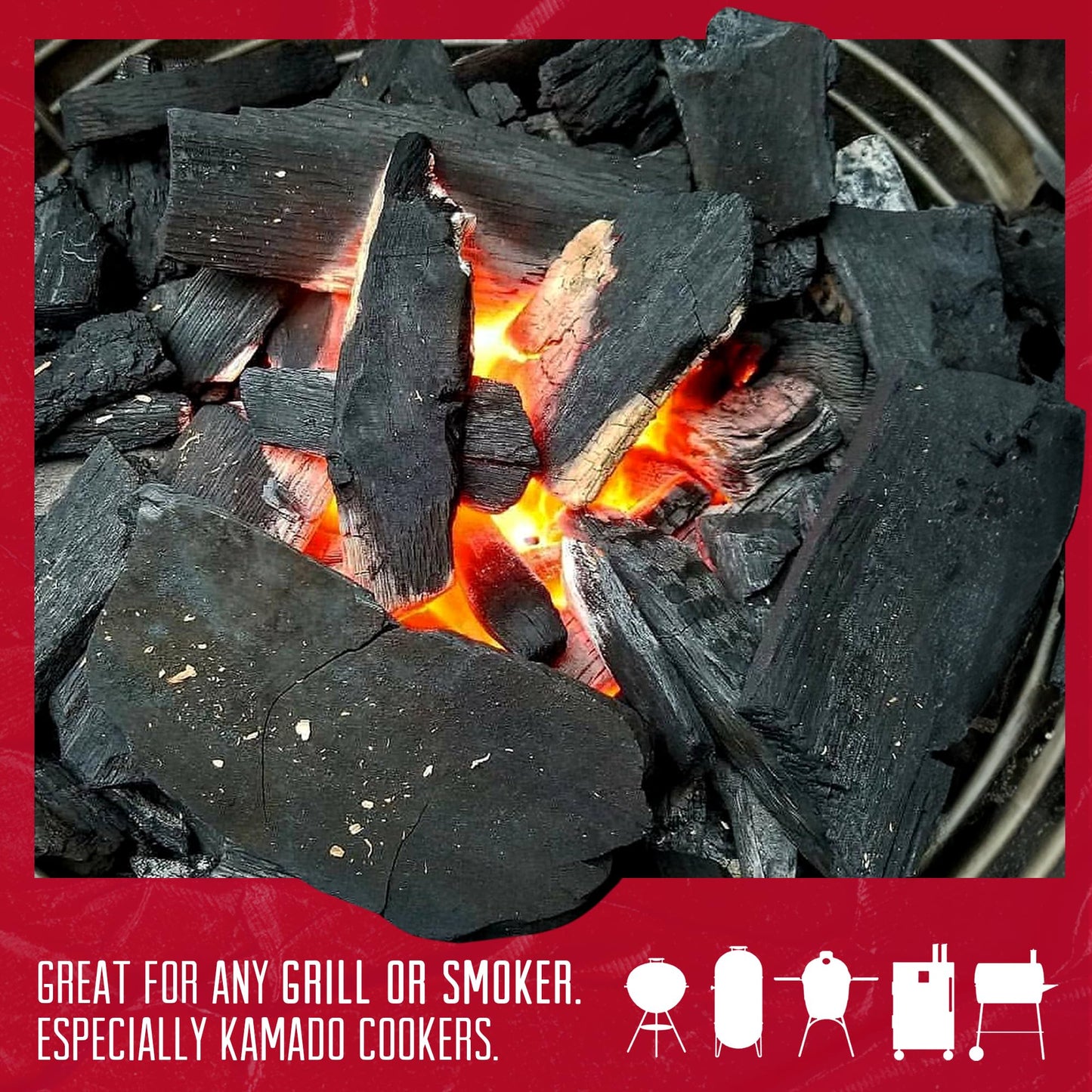 Rockwood Natural Lump Charcoal – Hardwood Lump Charcoal Blend of Oak, Hickory & Cherry for Clean Burn, High-Heat Grilling & Smoky Flavor Barbecue – Ideal for Kettle & Kamado Grills – 20lbs (2 Packs)