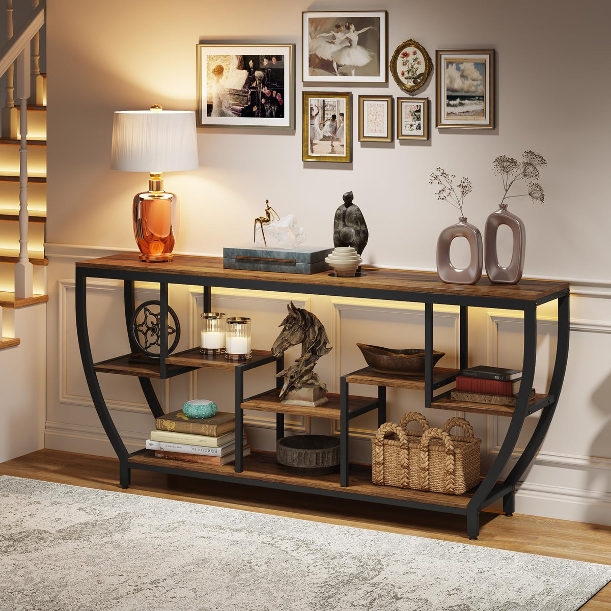 Tribesigns 70.9" Long Sofa Table with Shelves, Console Table with Storage