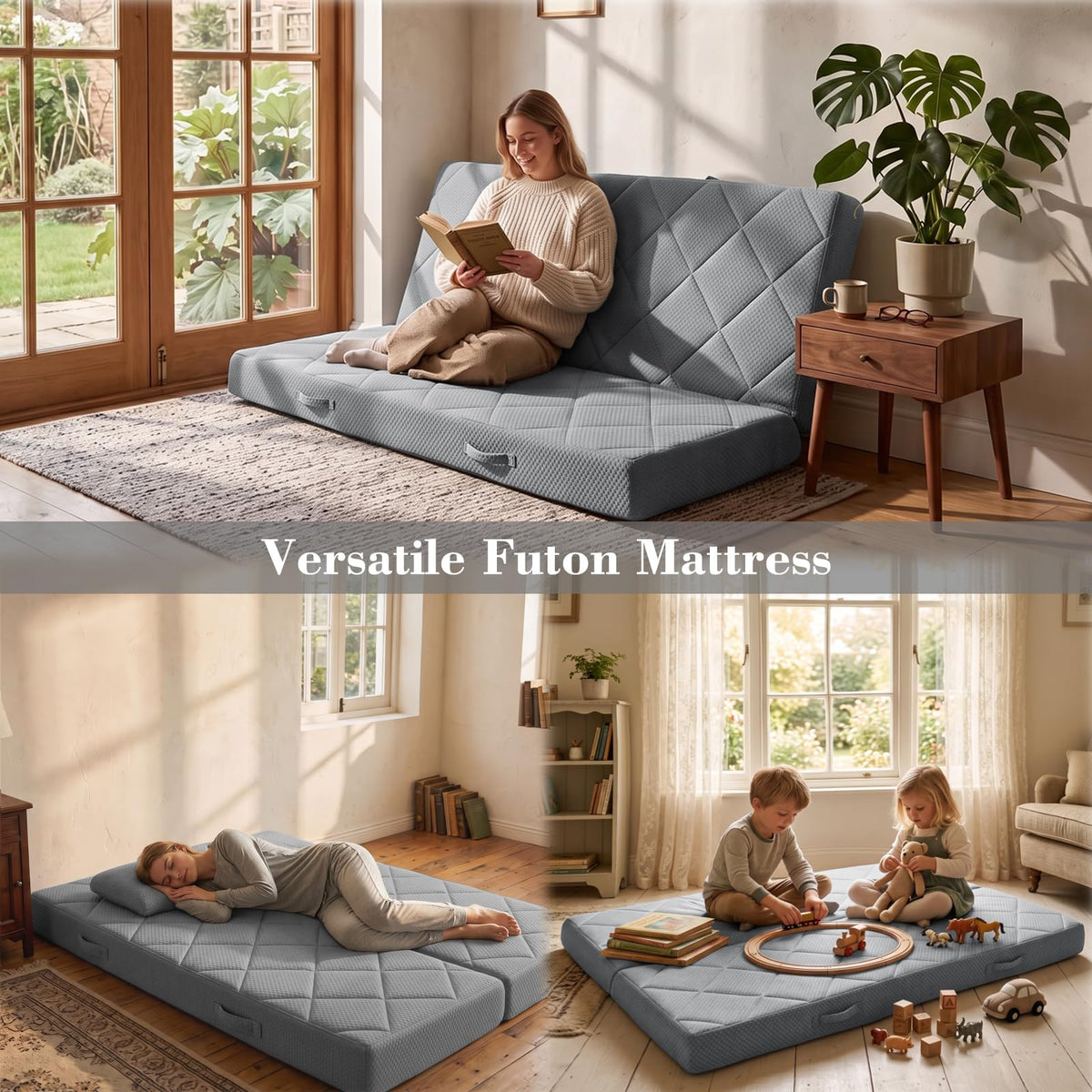 Flantree 6" Full Size Futon Mattress Replacement with Handles,71X52X6"