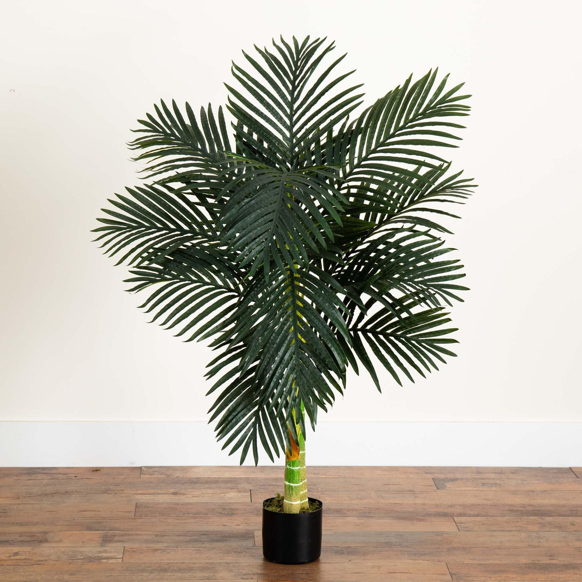Nearly Natural 4 ft Artificial Golden Cane Palm Tree with Nursery Pot