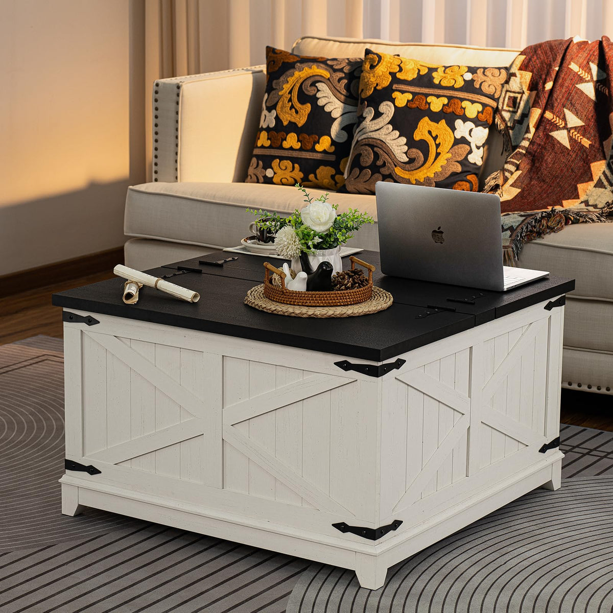 Joaxswe Farmhouse Coffee Table Sets 3