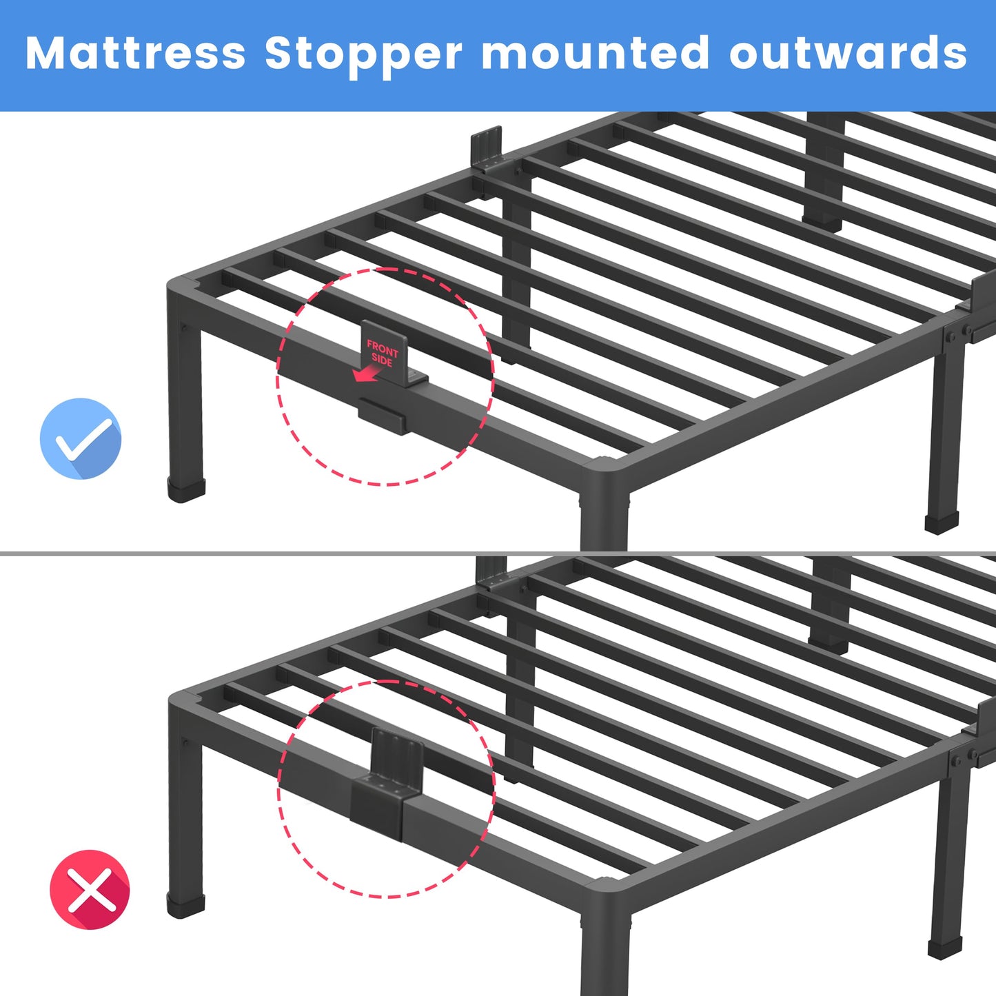 MAF 14 Inch California King Metal Platform Bed Frame with Round Corner Legs, 3000 LBS Heavy Duty Steel Slats Support, Noise Free, No Box Spring Needed, Easy Assembly