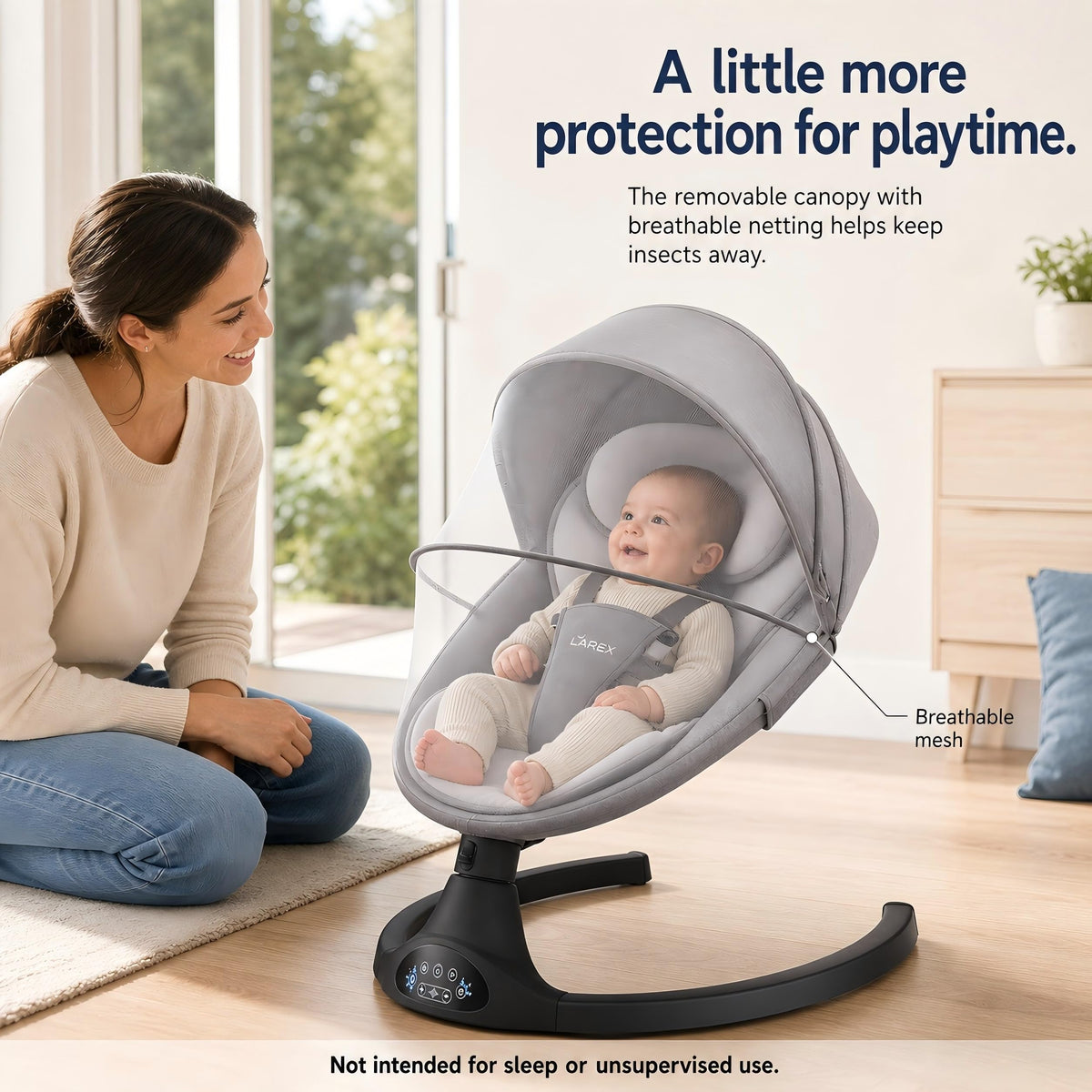 LAREX Baby Swing for Infants to Toddler with Remote Control & Bluetooth