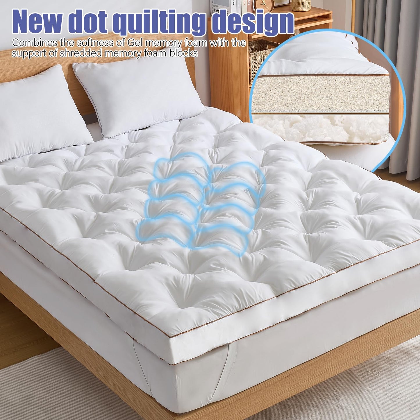 WhatsBedding 4 Inch Memory Foam Mattress Topper Twin for Back Pain Relief, Filled with Breathable Gel Memory Foam, Fluffy Comfort Supportive Pillow Top Mattress Topper, 75x39x4in