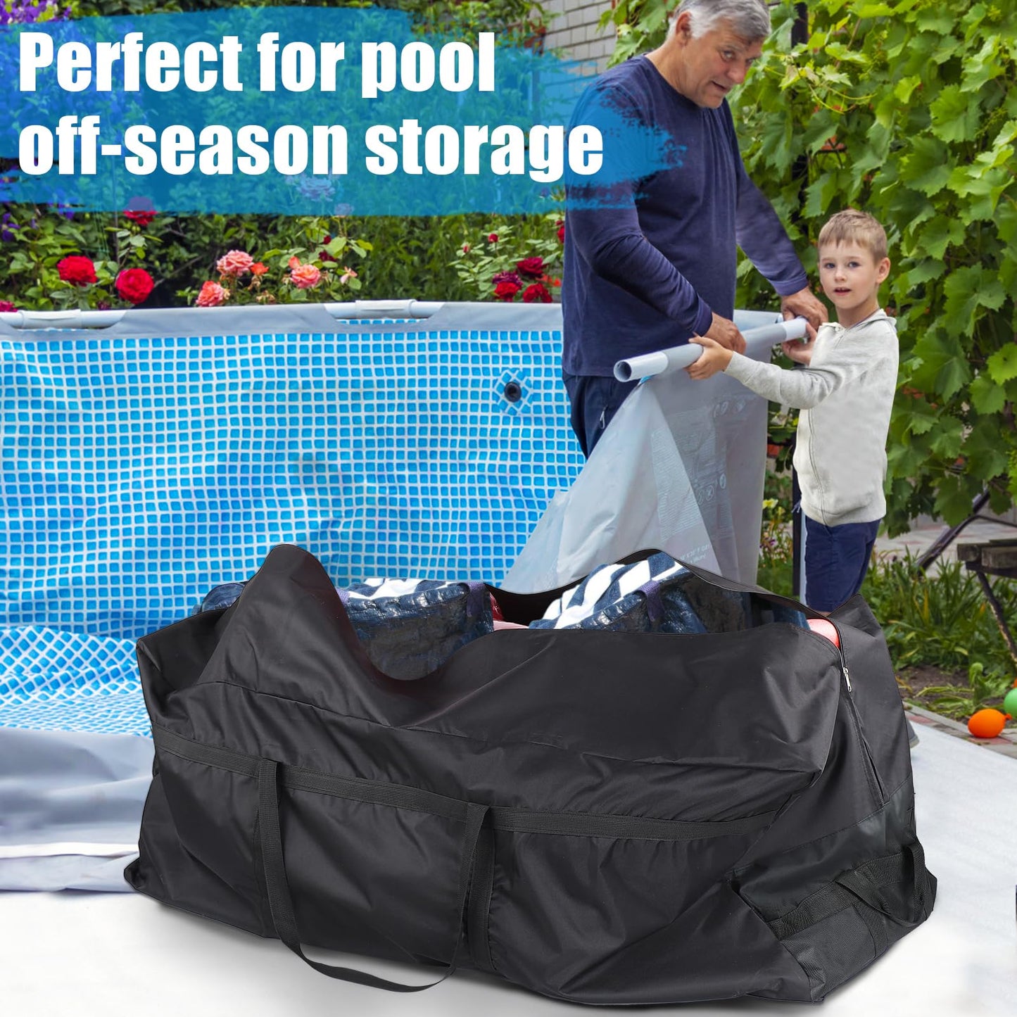 140 Gallon Extra Large Storage Bags - 600D Oxford Heavy-duty Outdoor Storage with 4 Carrying Handles, 56''x24''x24''