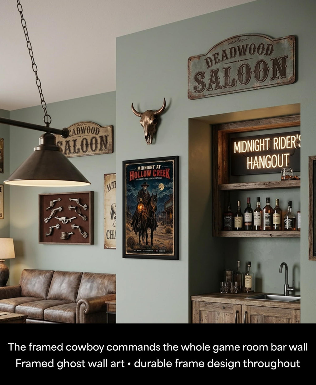 Skeleton Cowboy Wall Art Gothic Western Horror Man Cave Gift 11x17 Print