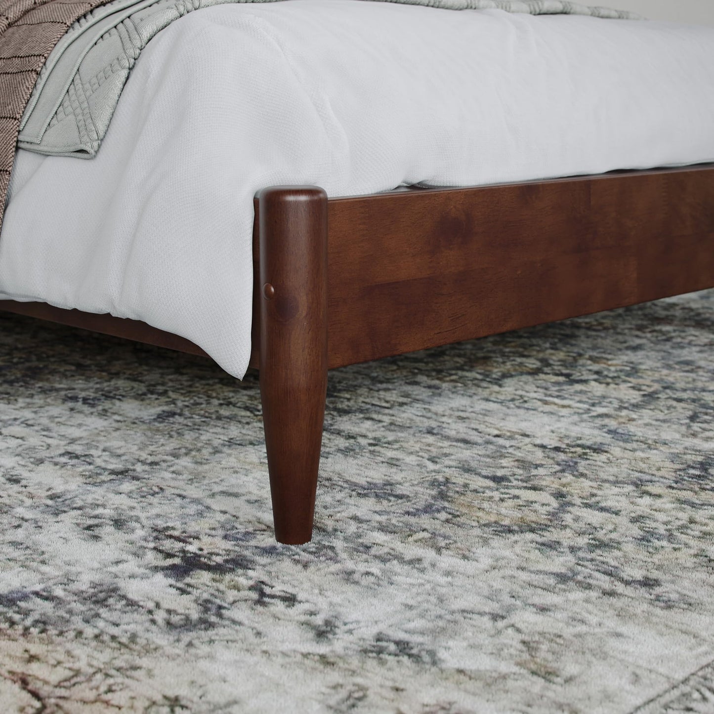 AFI, Aria Twin XL Solid Wood Modern Low Profile Platform Bed, Walnut
