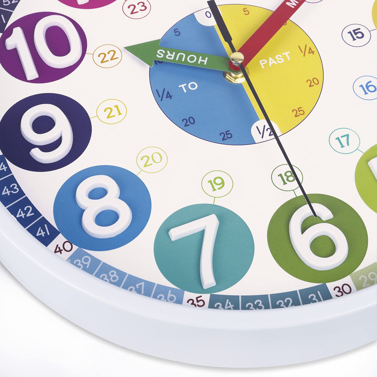 Lafocuse 12 Inch Analog Rainbow Learning Wall Clock Kids Battery Operated