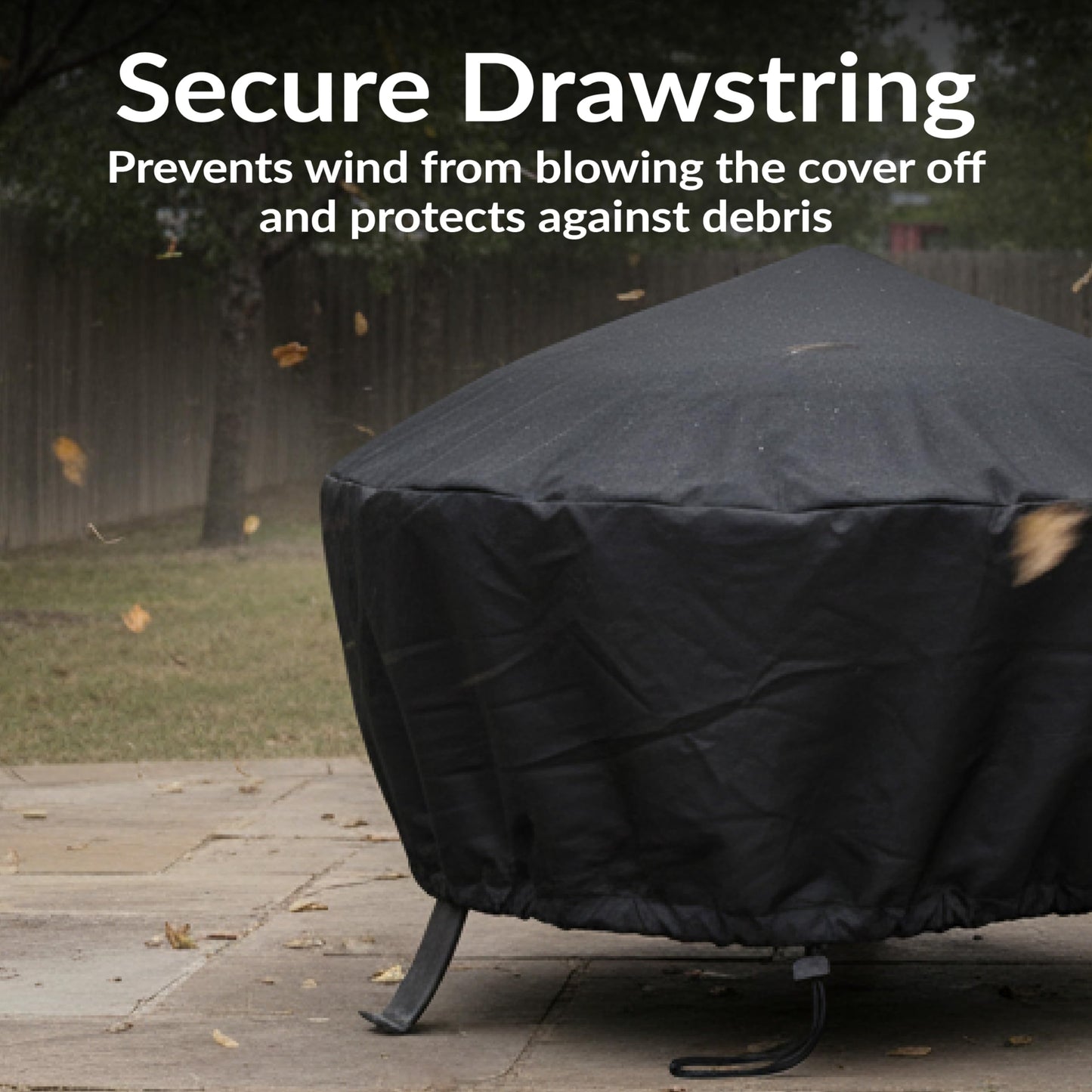 Sunnydaze 48-Inch Fire Pit Cover Round - Outdoor Fire Pit Cover - Weather-Resistant PVC with Drawstring Closure - Durable Protection for All Seasons - Black