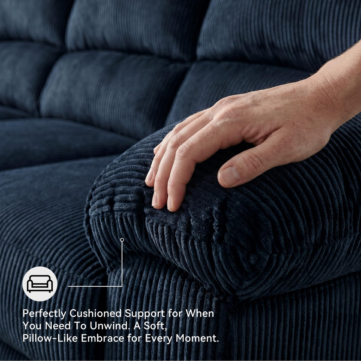 Signature Design by Ashley Sofa, 83-in Navy Corduroy, Anti-Sag Platform