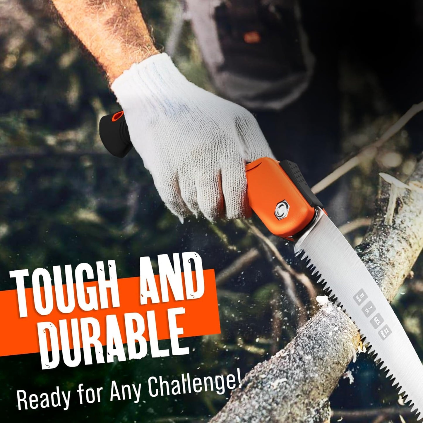 Folding Camping saw 11 Inch - Heavy Duty Pruning Saw with Triple-Cut SK5 Blade, 7 TPI Razor Teeth for Tree Trimming, Wood Cutting, Camping, Bushcraft, and Gardening