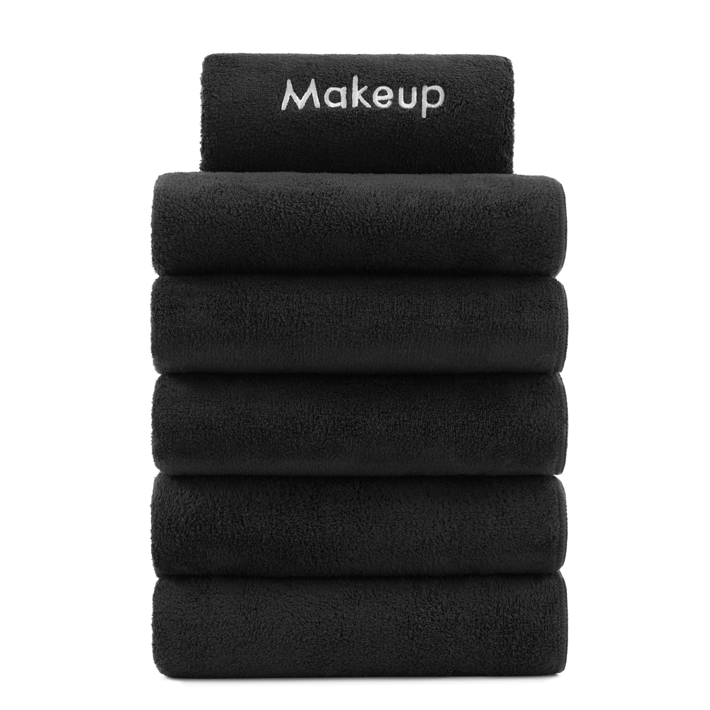 Arkwright Makeup Remover Fingertip Towels 6 Pack - Microfiber Coral Fleece Face Towels, Ultra Soft Reusable Washcloths, Gentle Facial Cleansing for Waterproof Makeup, 11 x 17, Black