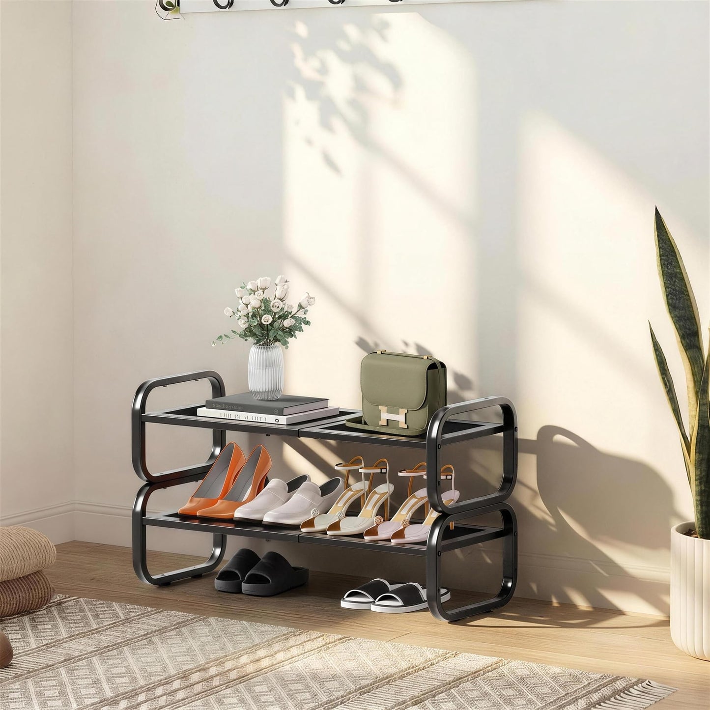 HDDTTZ 2 Tier Shoe Rack - Expandable Shoe Organizer for Closet