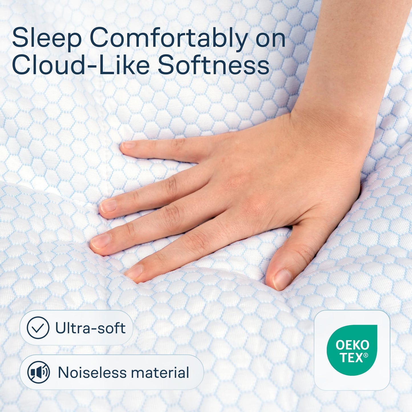 Niagara Cooling California King Mattress Topper - Pillow Top Mattress Cover Quilted Fitted Cooling Topper for Back Pain Deep Pocket Fits 20 Inches, Blue